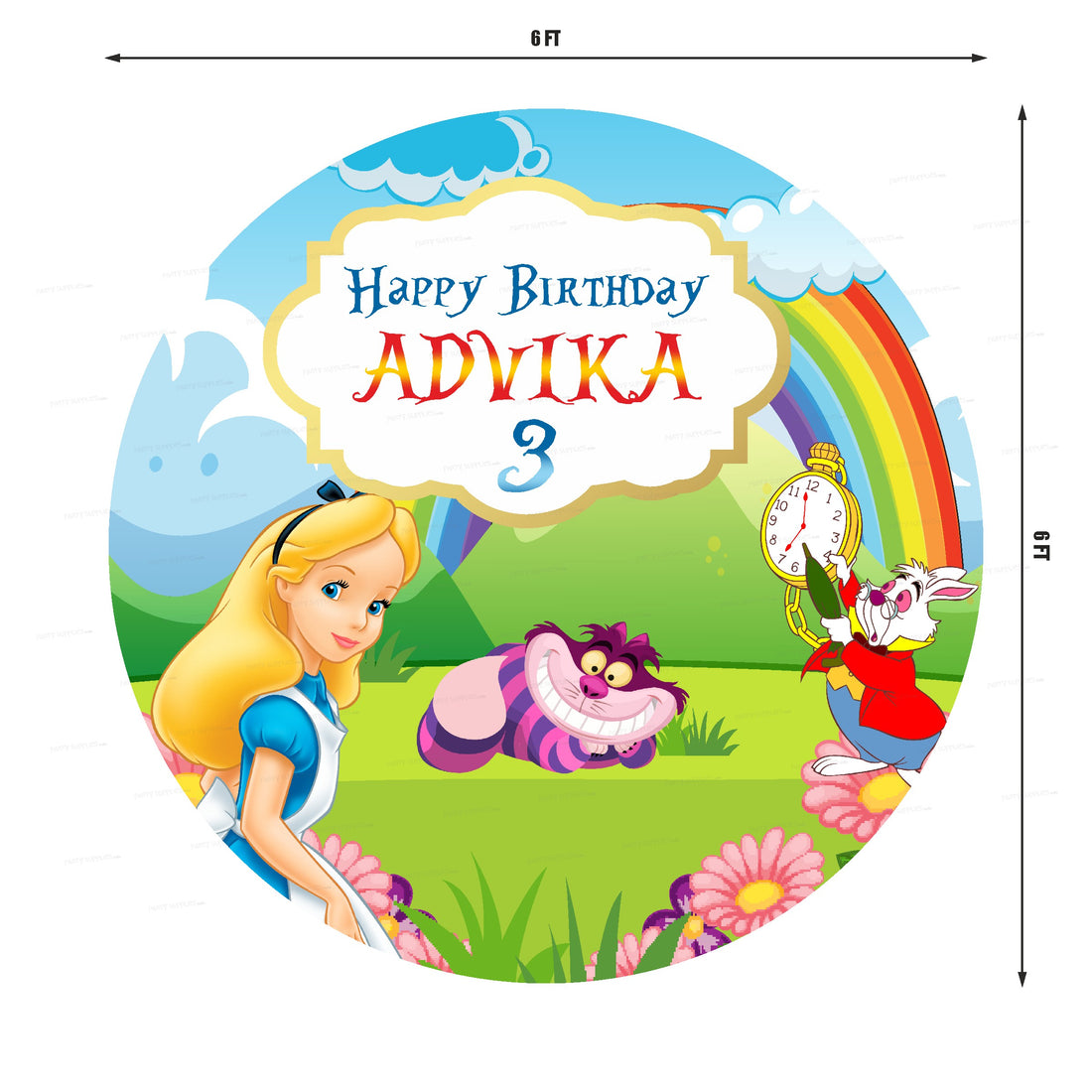 Alice in Wonderland Personalized Round Backdrop