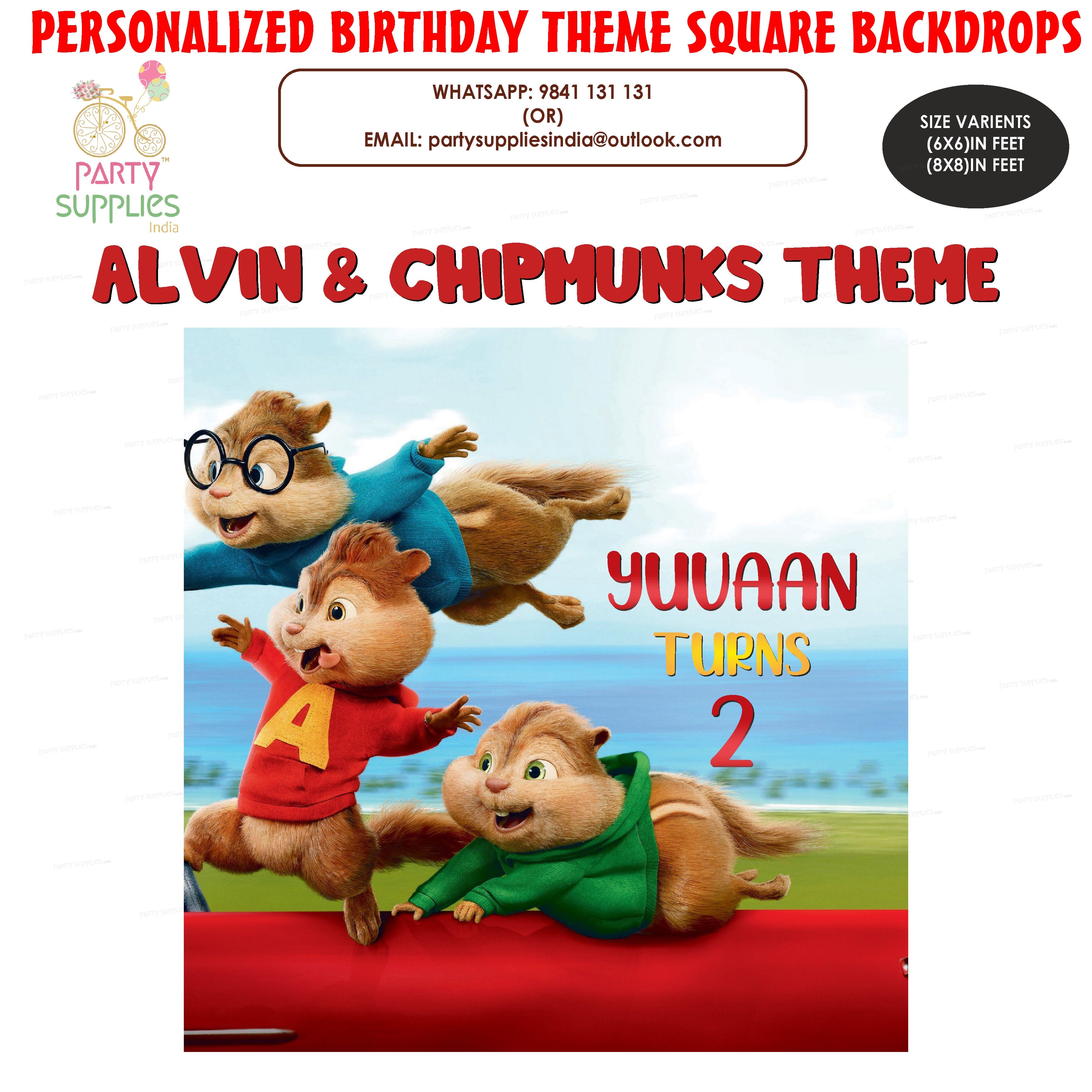 Alvin and Chipmunks Theme Square Backdrop - image 1 of 3 | Party Supplies India