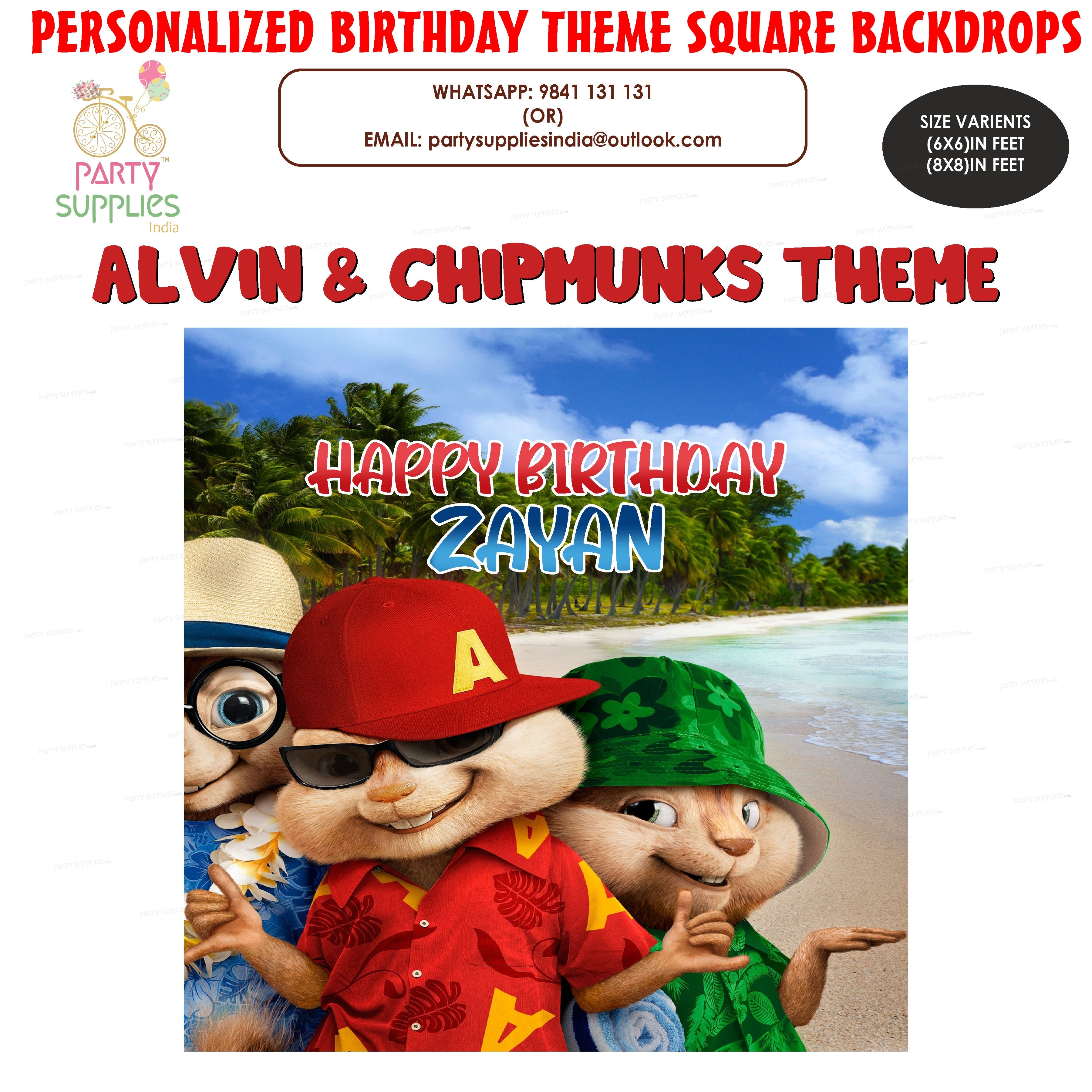 Alvin and Chipmunks Theme Customized Square Backdrop