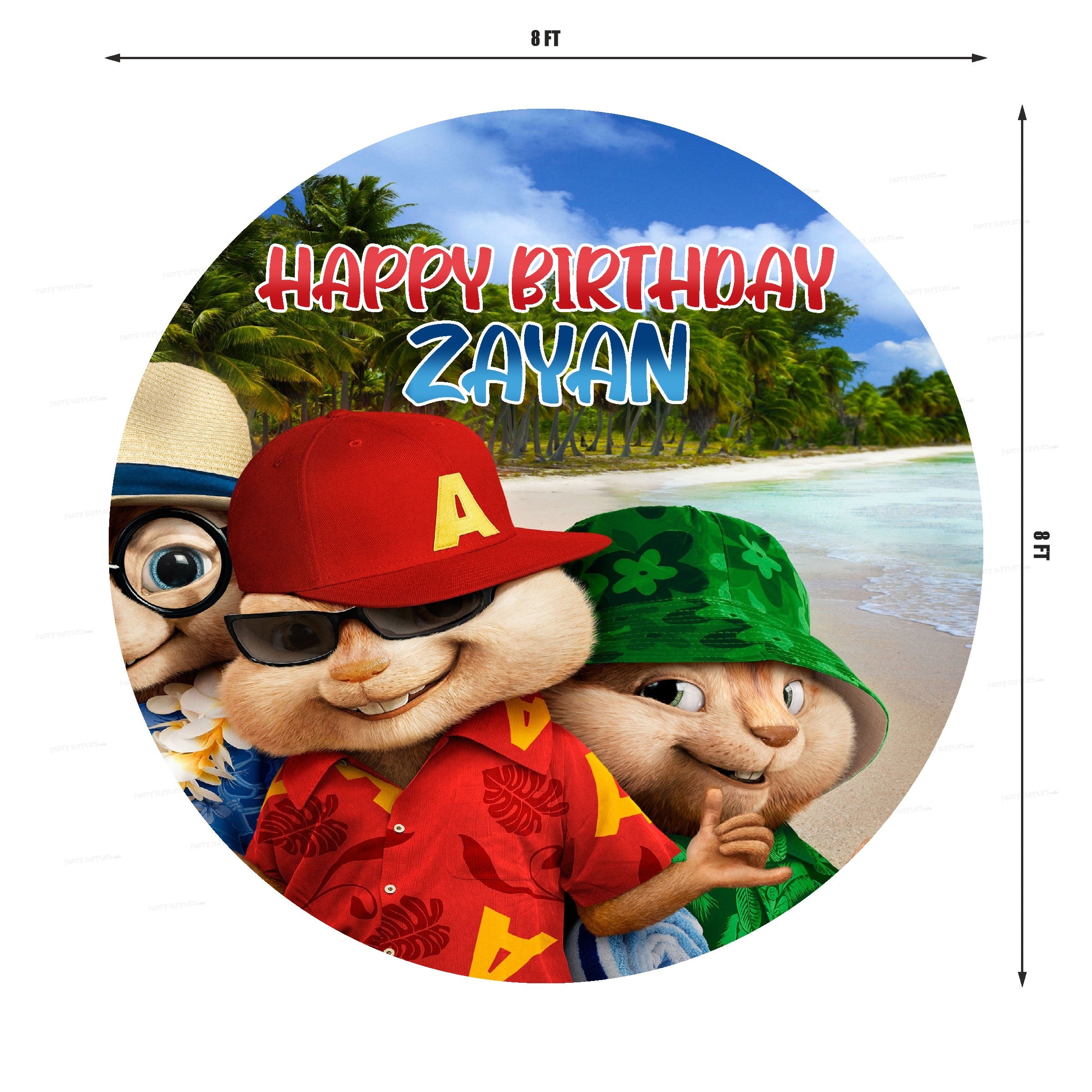 Alvin and Chipmunks Theme Customized Round Backdrop - image 3 of 3 | Party Supplies India