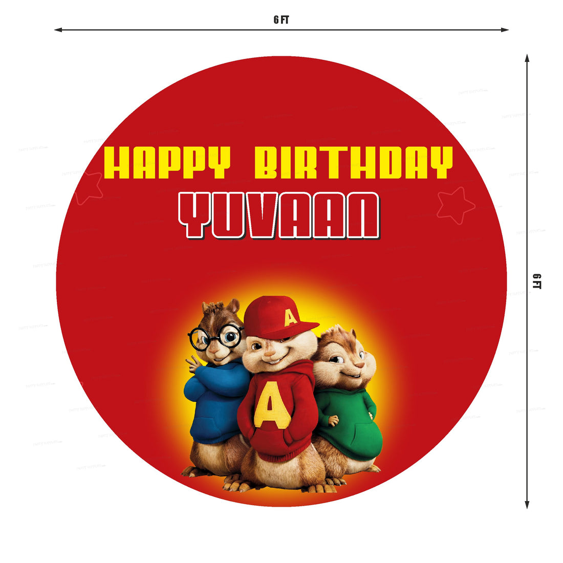 PSI Alvin and Chipmunks Theme Personalized Round Backdrop
