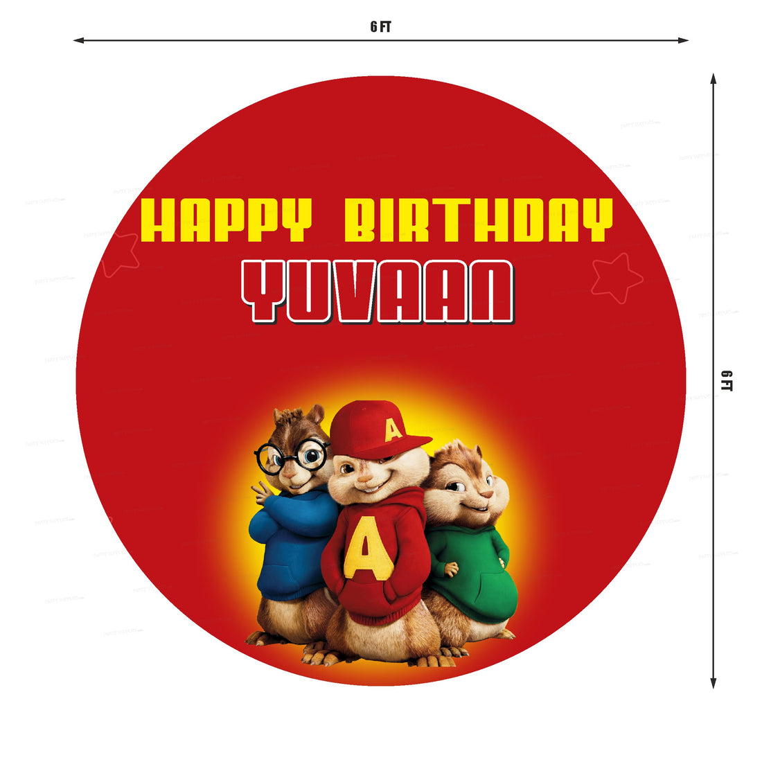 Alvin and Chipmunks Theme Personalized Round Backdrop