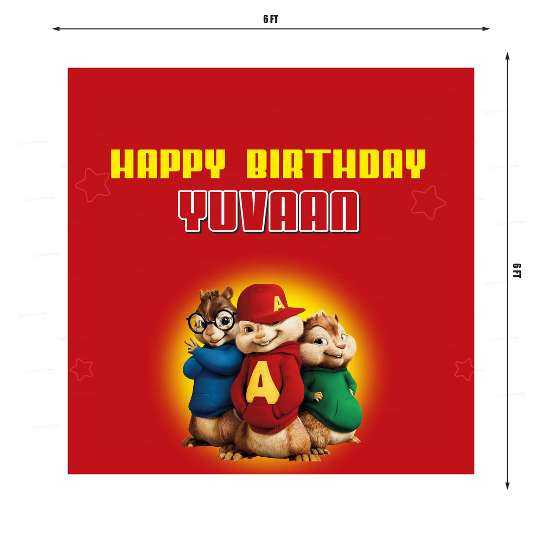 Alvin and Chipmunks Theme Personalized Square Backdrop