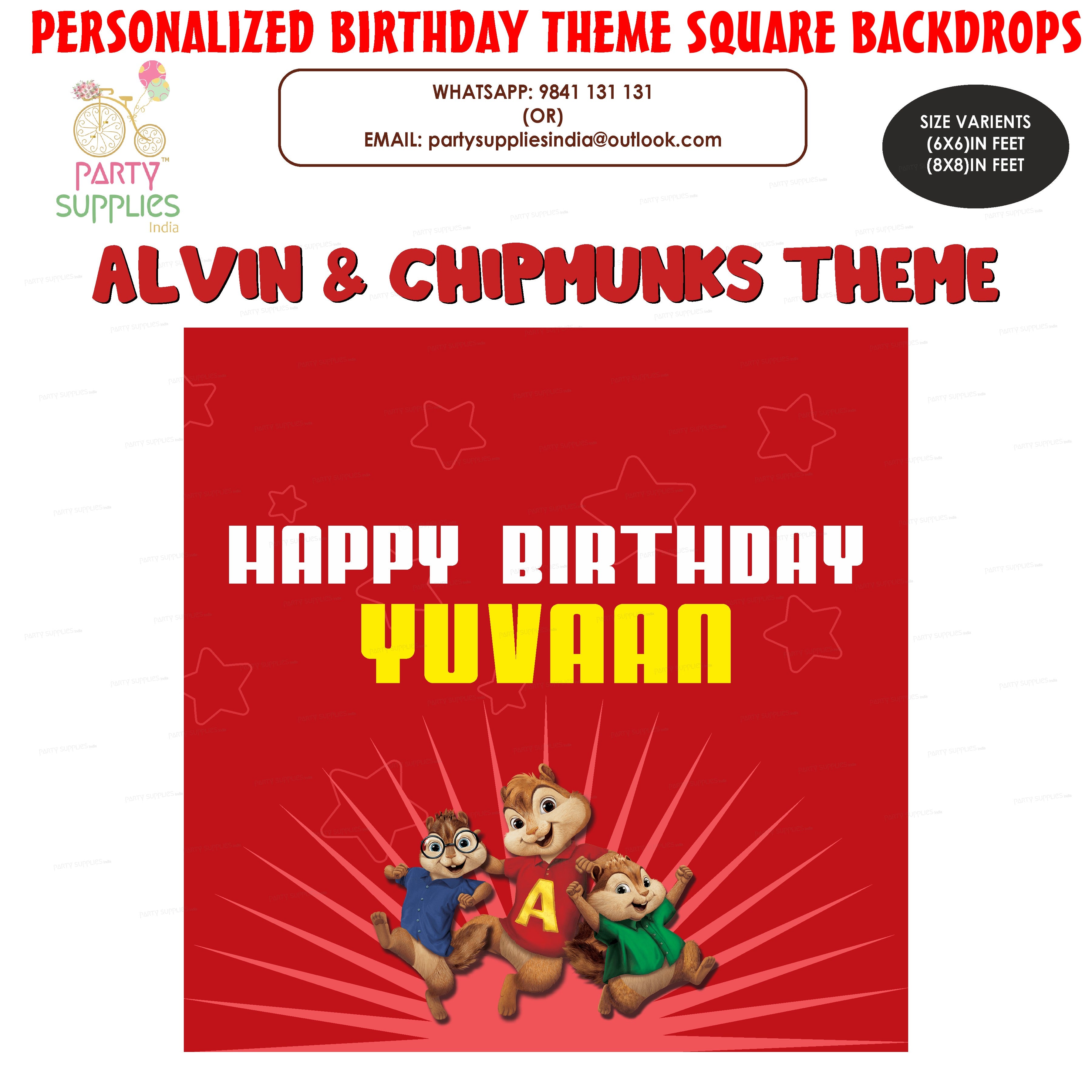 Alvin and Chipmunks Theme Premium Square Backdrop - image 1 of 3 | Party Supplies India