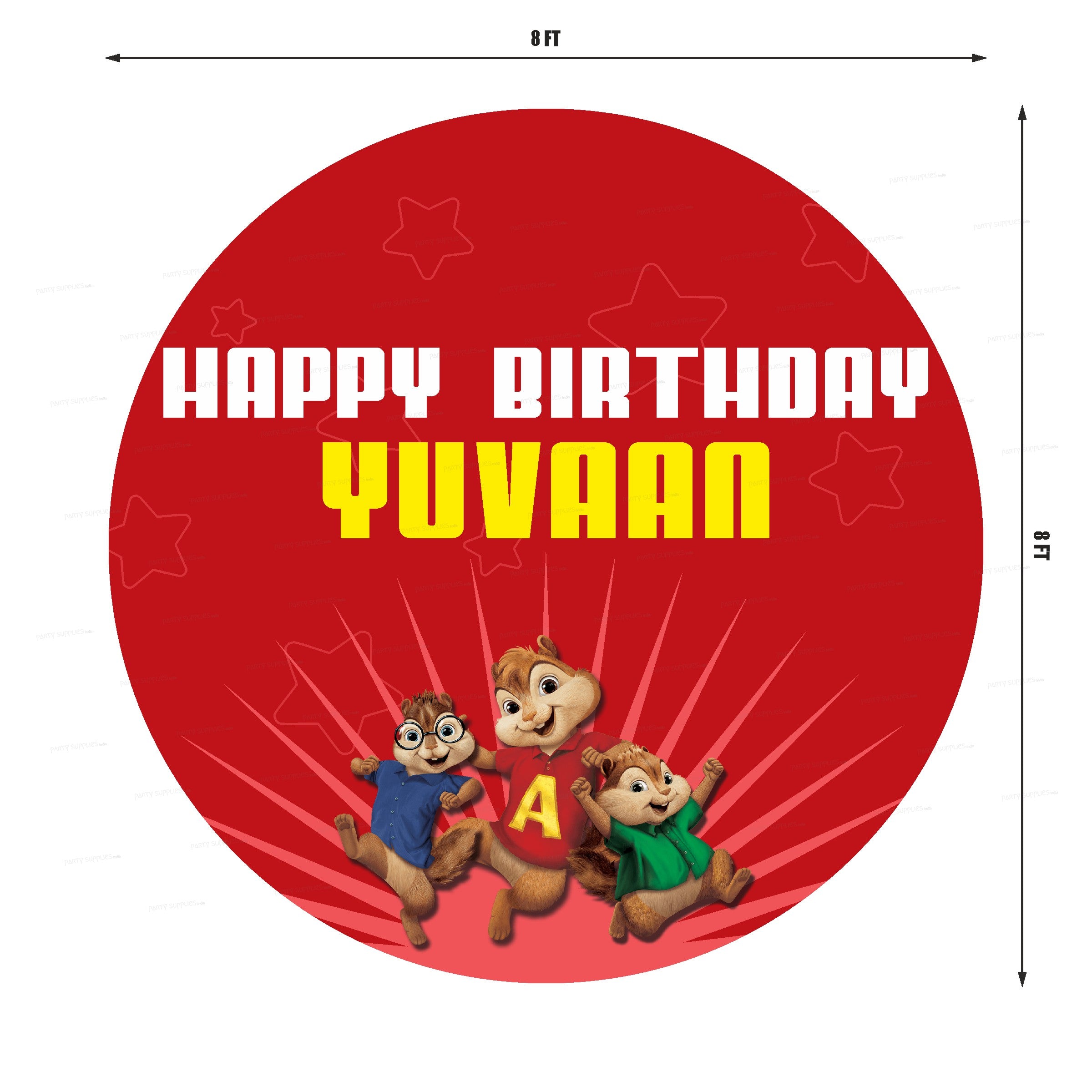 Alvin and Chipmunks Theme Premium Round Backdrop - image 3 of 3 | Party Supplies India