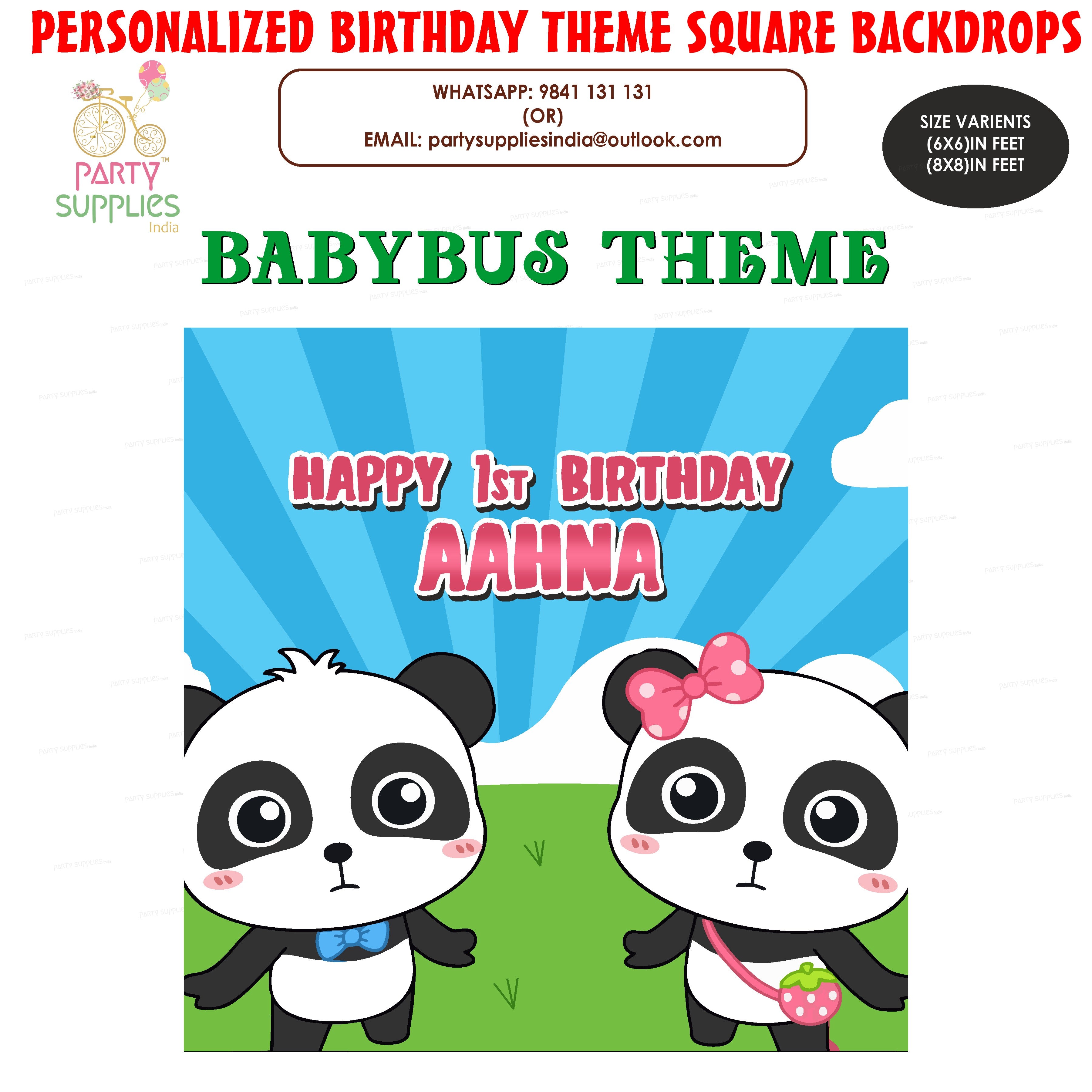 Baby Bus Theme Customized Square Backdrop