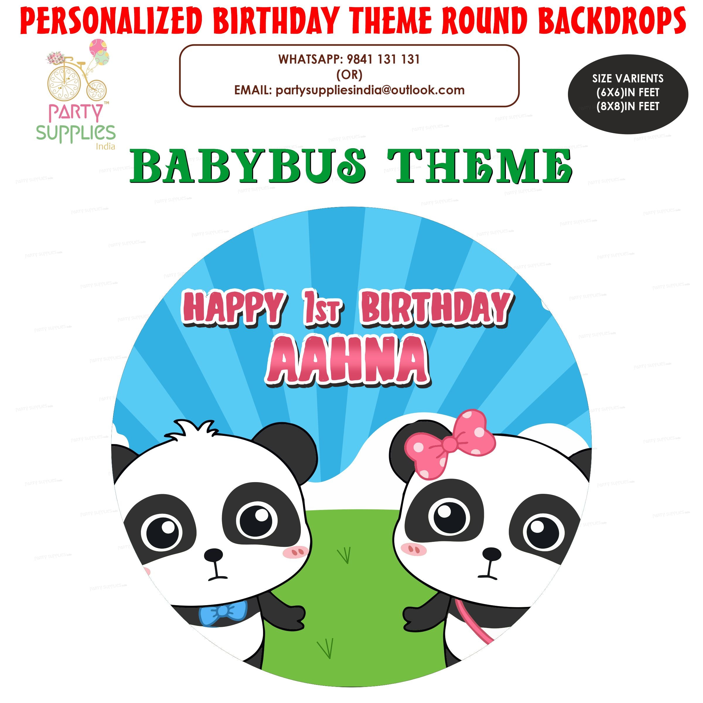 Baby Bus Theme Round Customized Backdrop