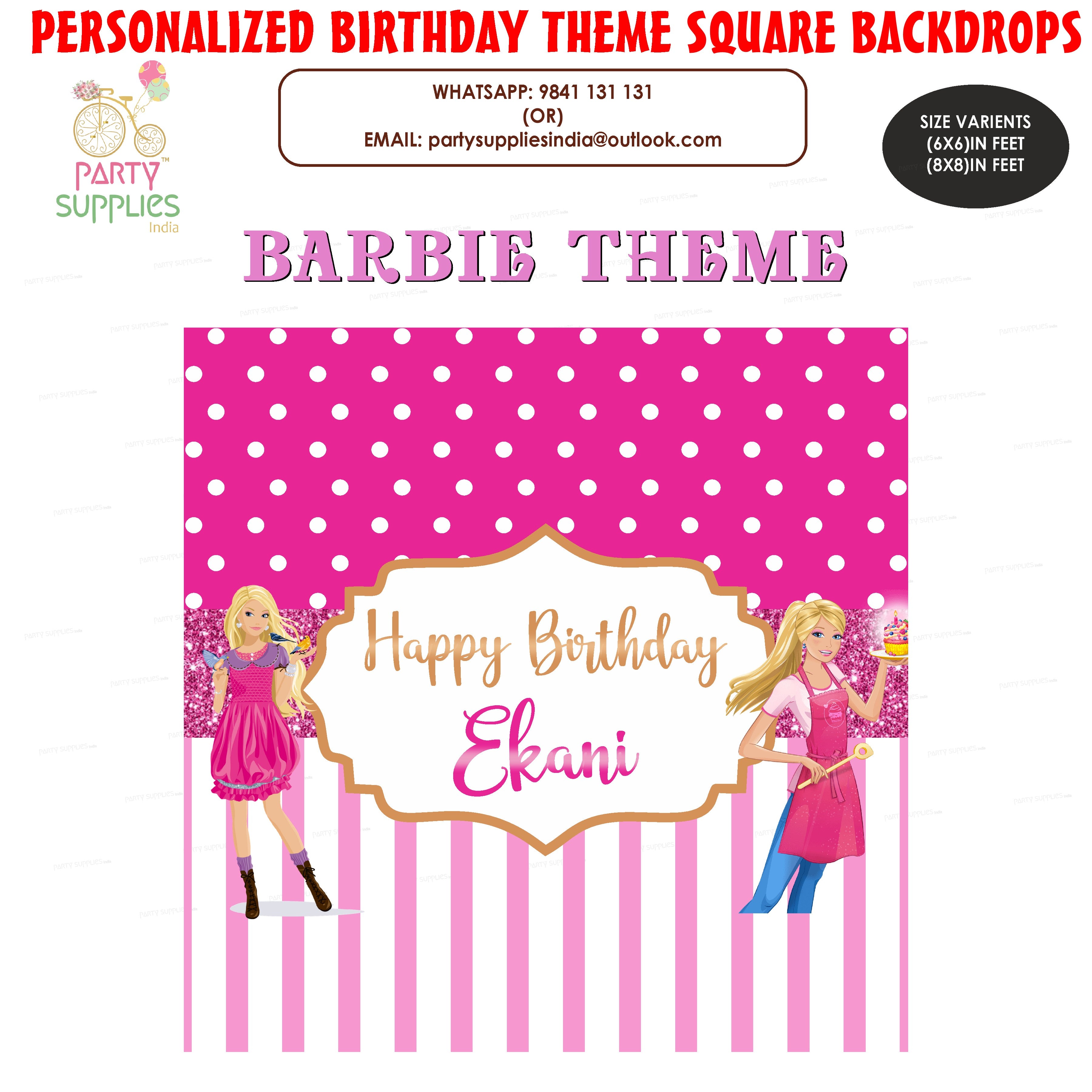 Barbie Theme Customized Square Backdrop - image 1 of 3 | Party Supplies India