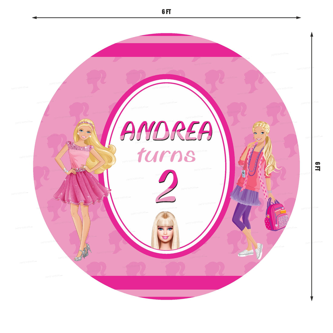Barbie Theme Round Personalized Backdrop