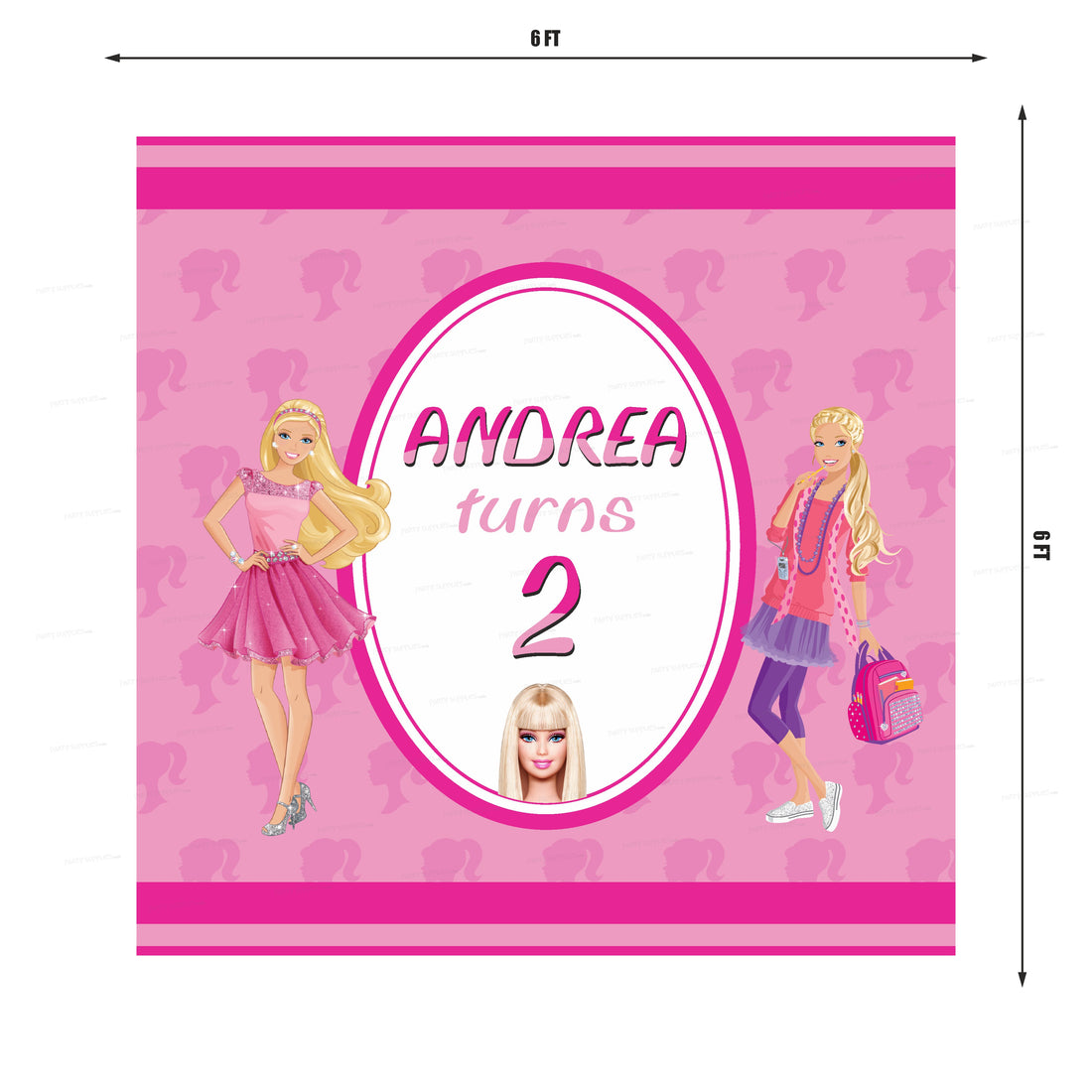 Barbie Theme Personalized Square Backdrop