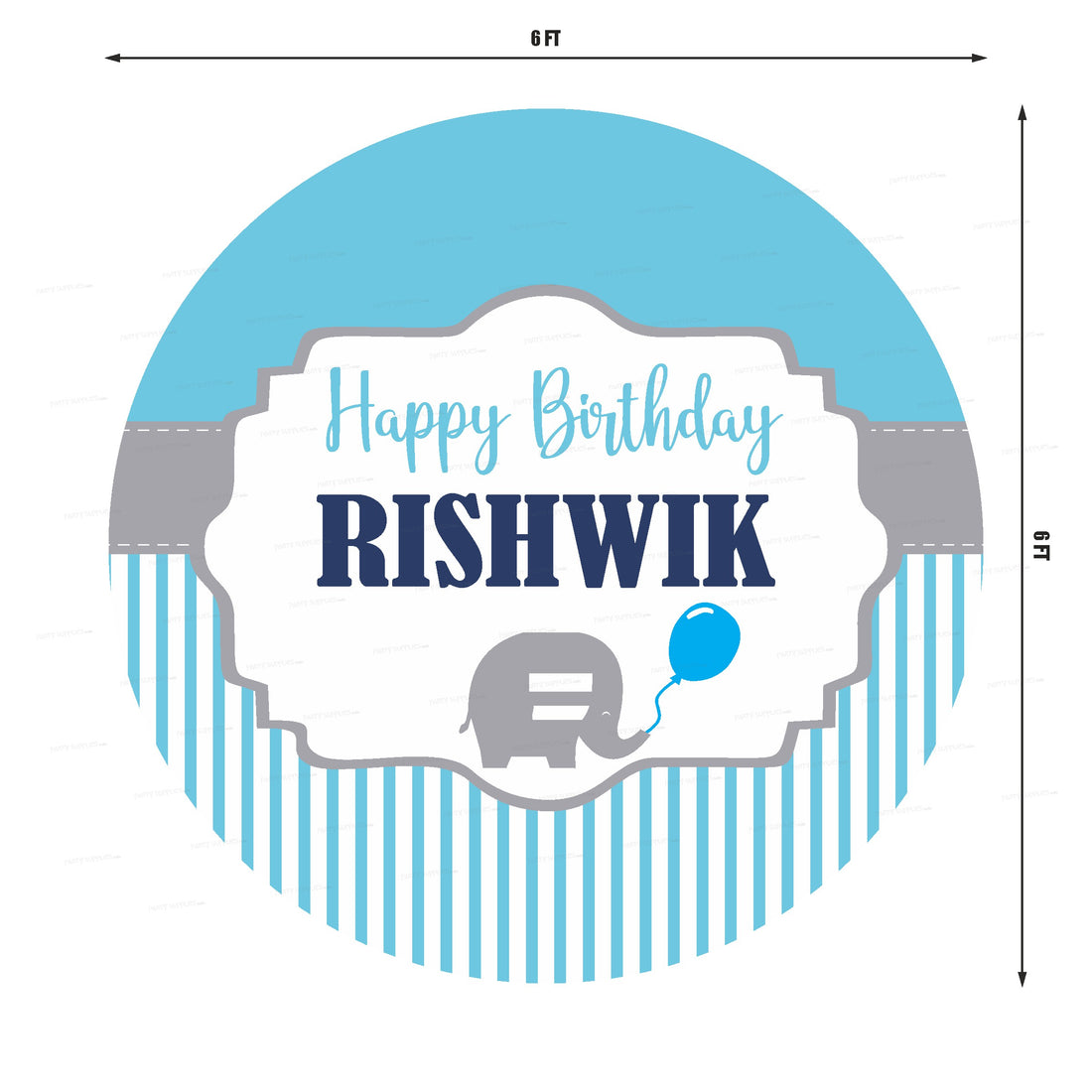 Blue Elephant Theme Round Backdrop