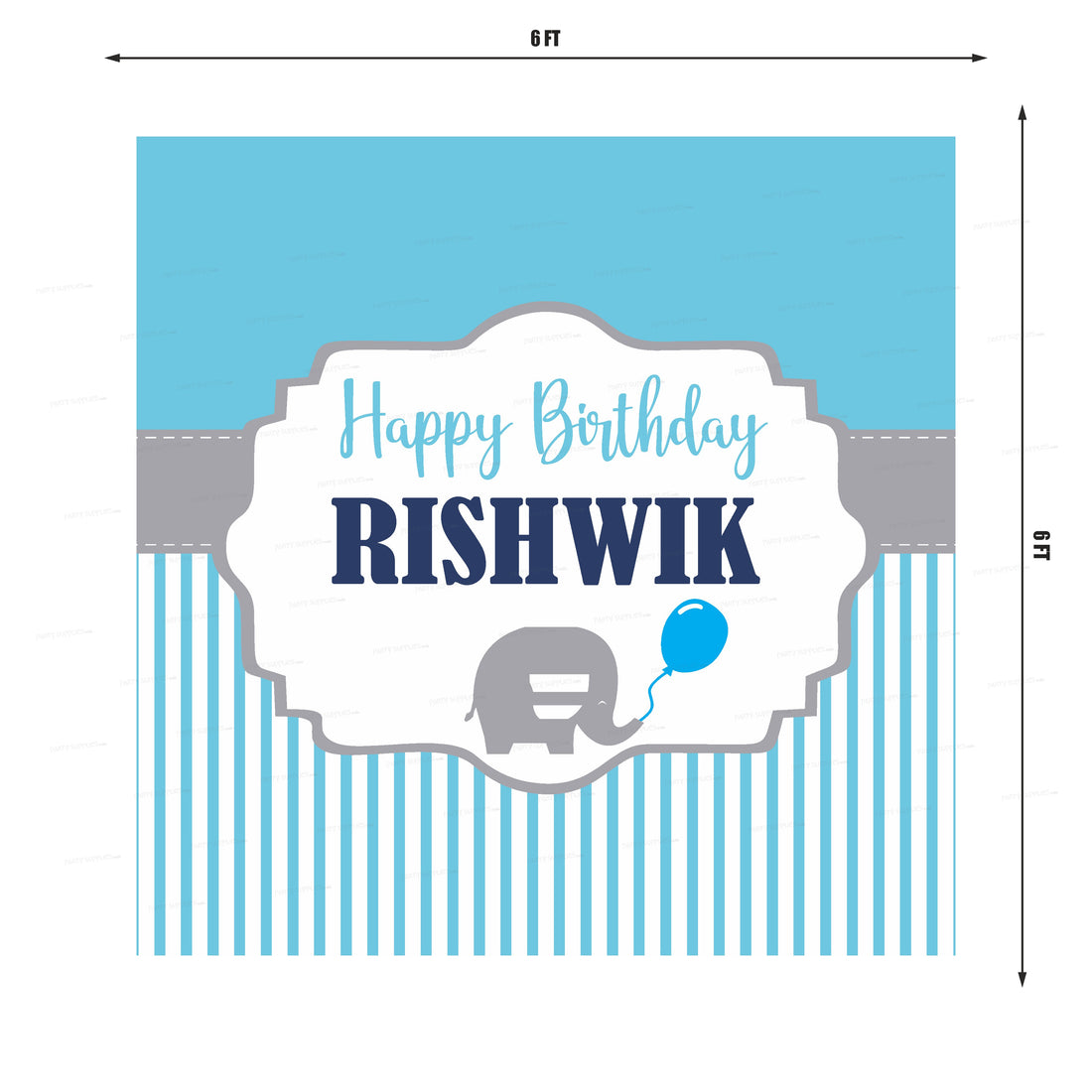 Blue Elephant Theme Square Backdrop Backdrop