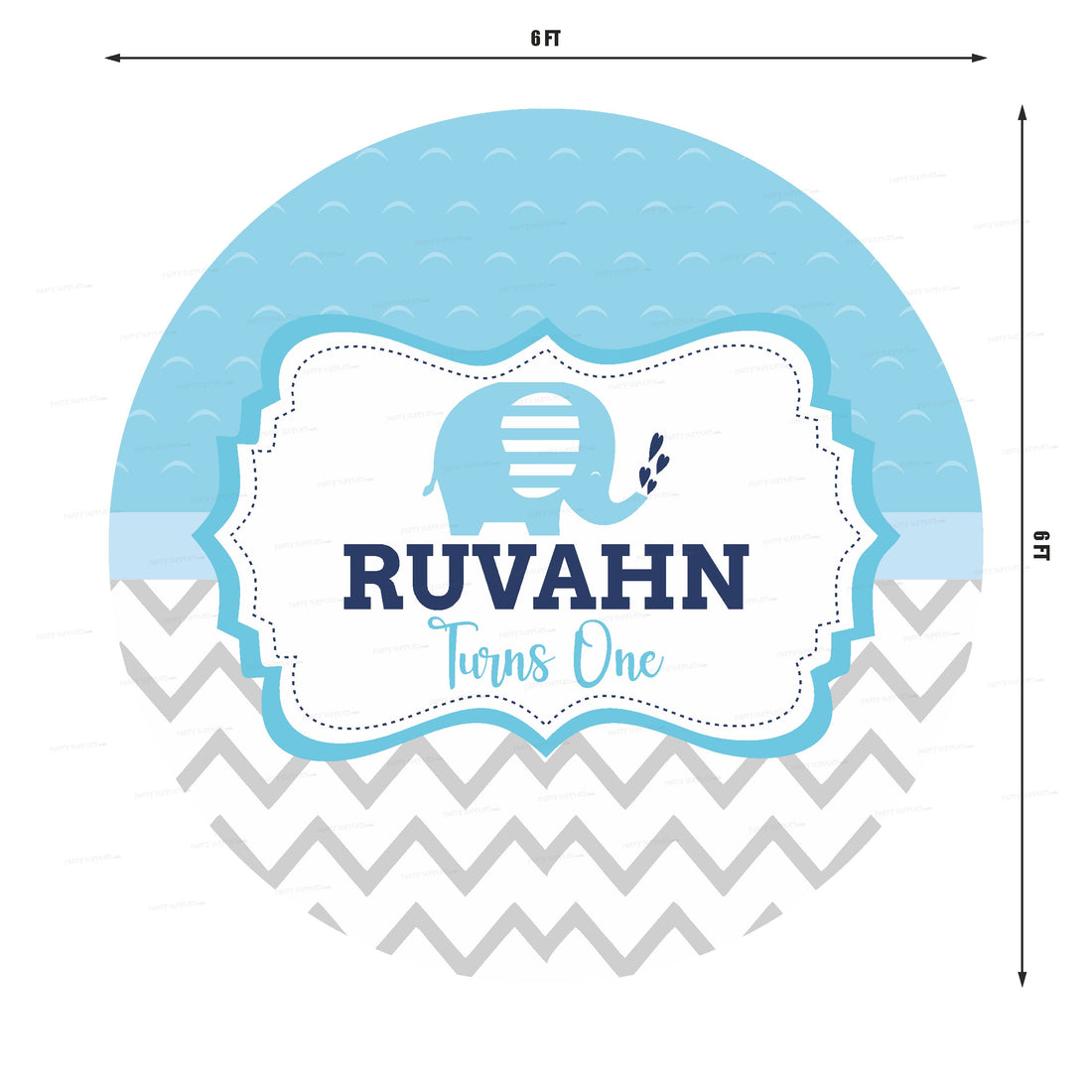 Blue Elephant Theme Customized Round Backdrop