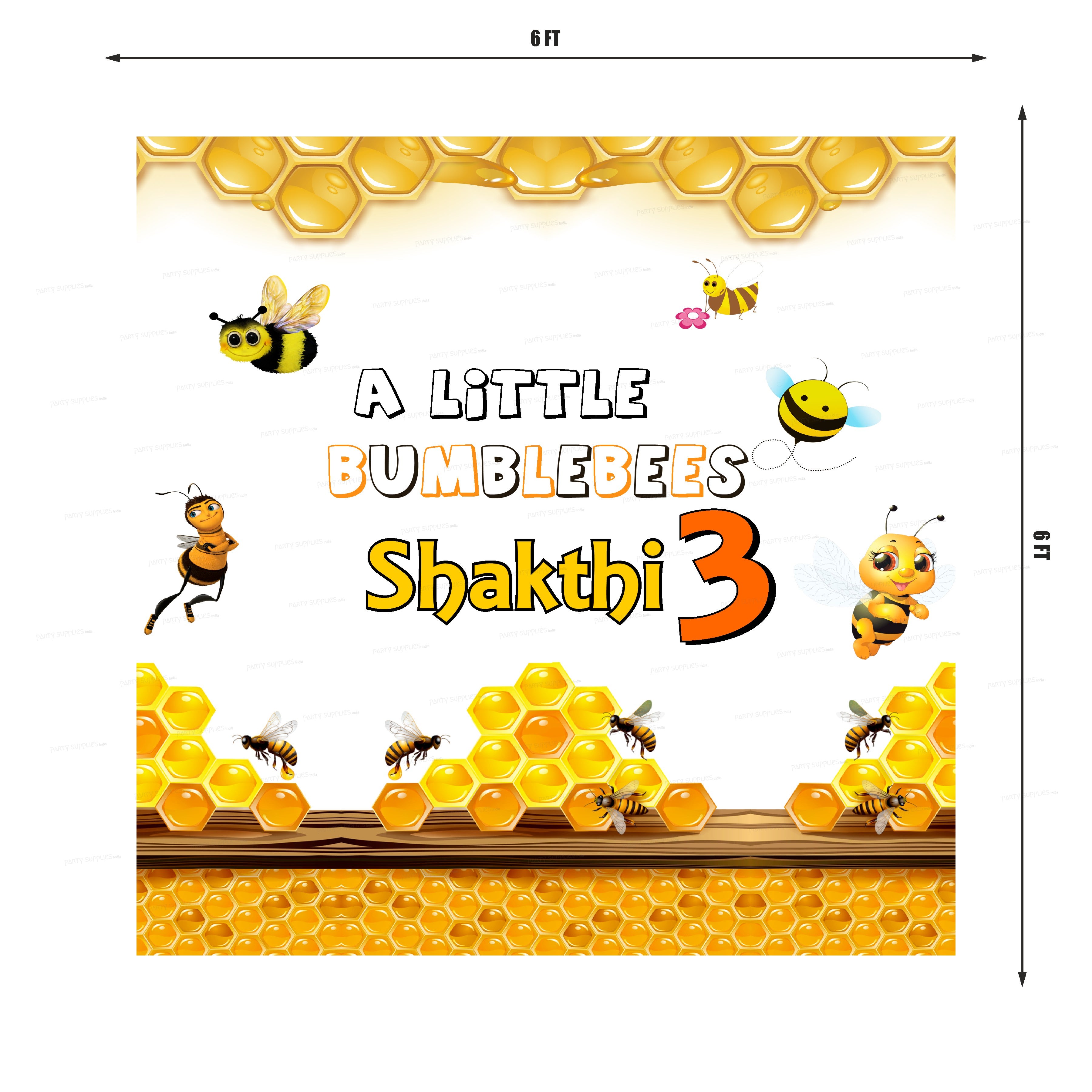 Bumble Bee Theme Personalized Square Backdrop