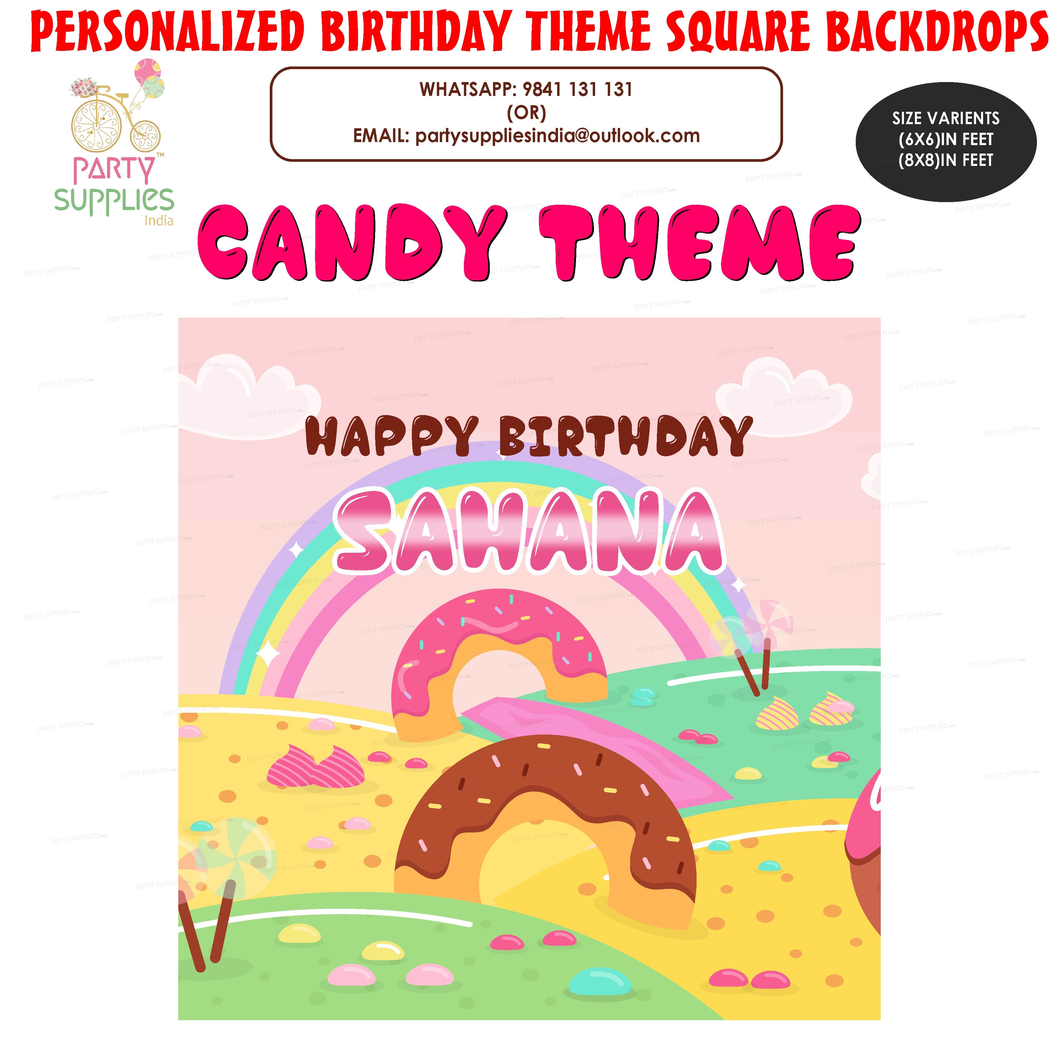 Candy Donut Theme Square Backdrop