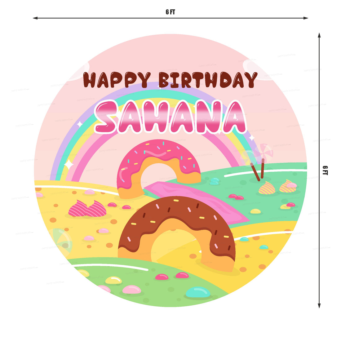 Candy Donut Theme Round Backdrop