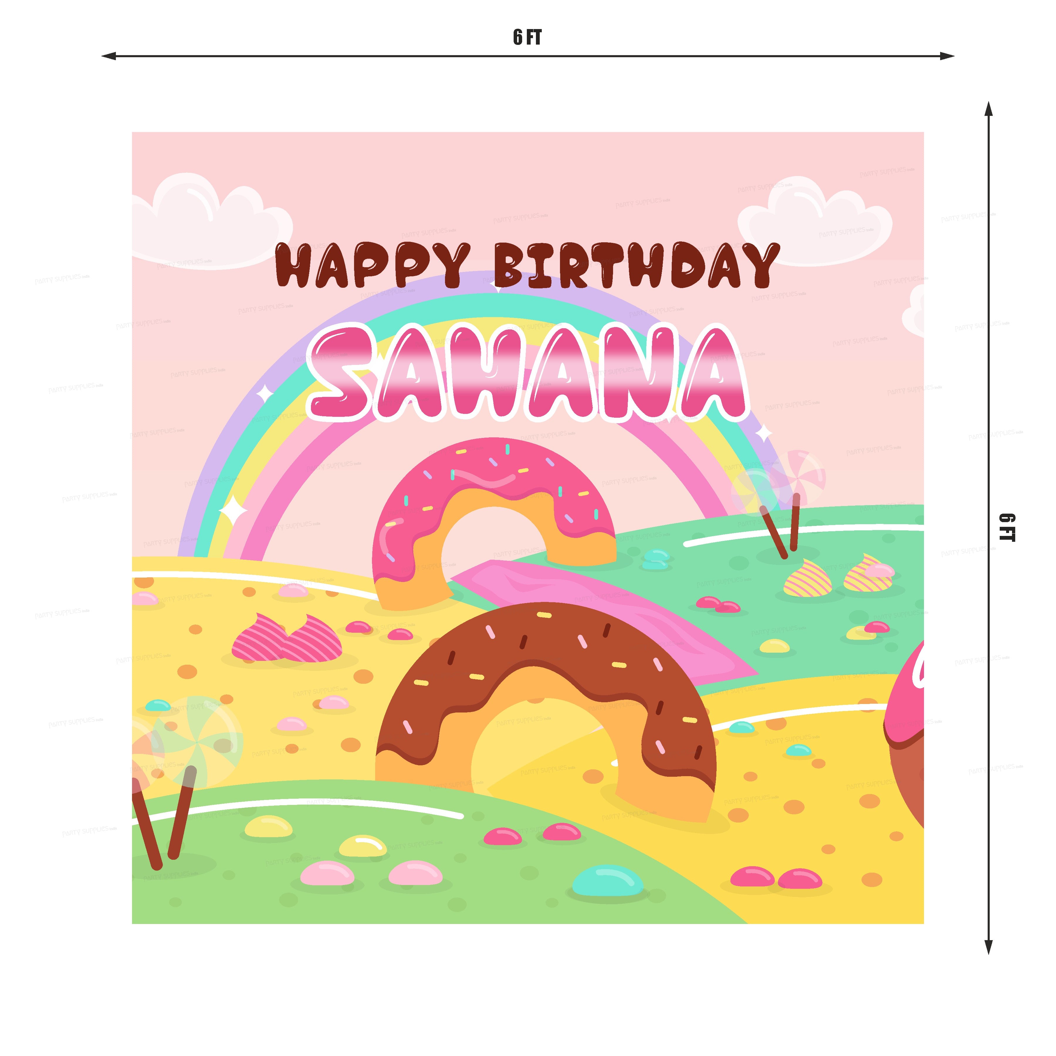 Candy Donut Theme Square Backdrop