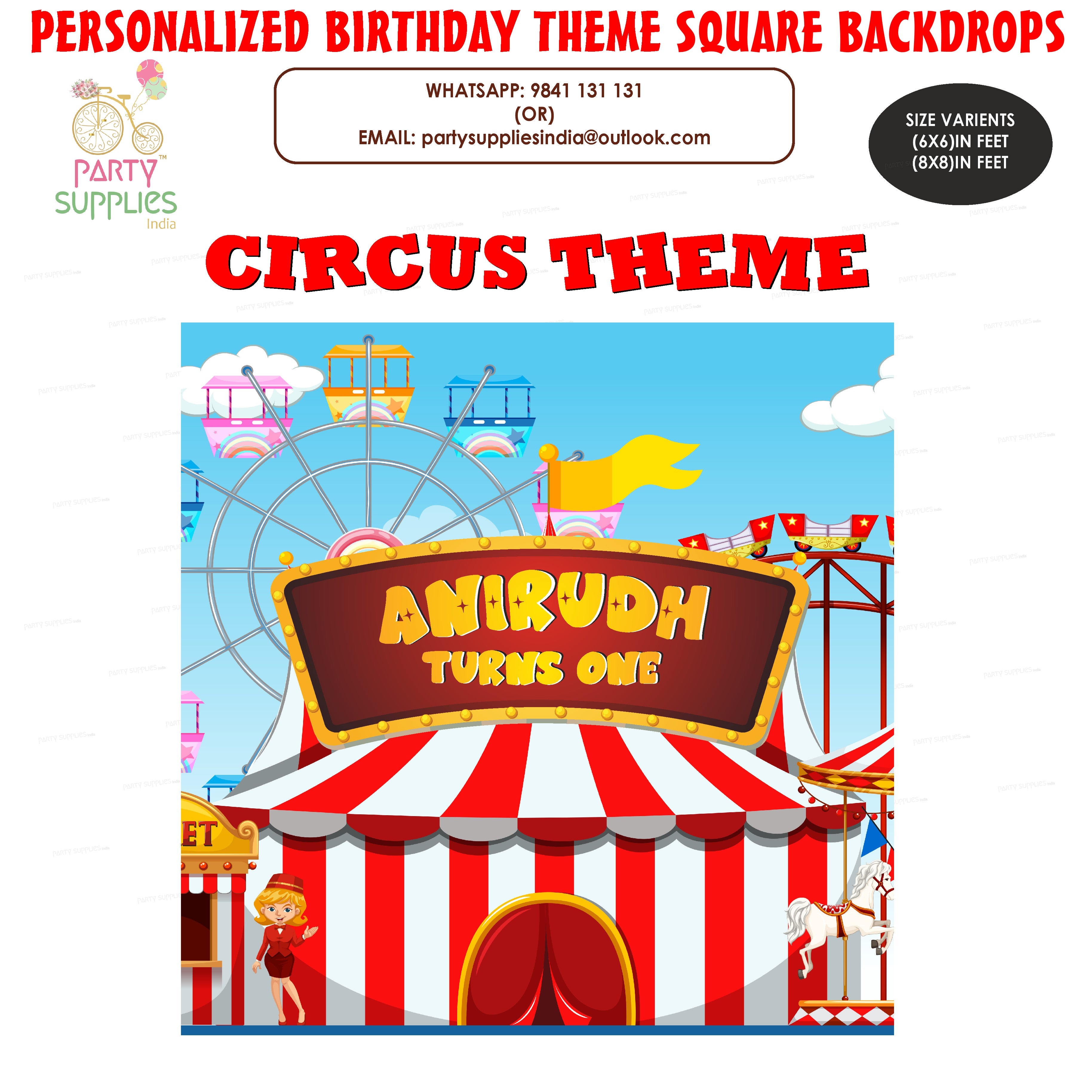 Circus Theme Customized Square Backdrop