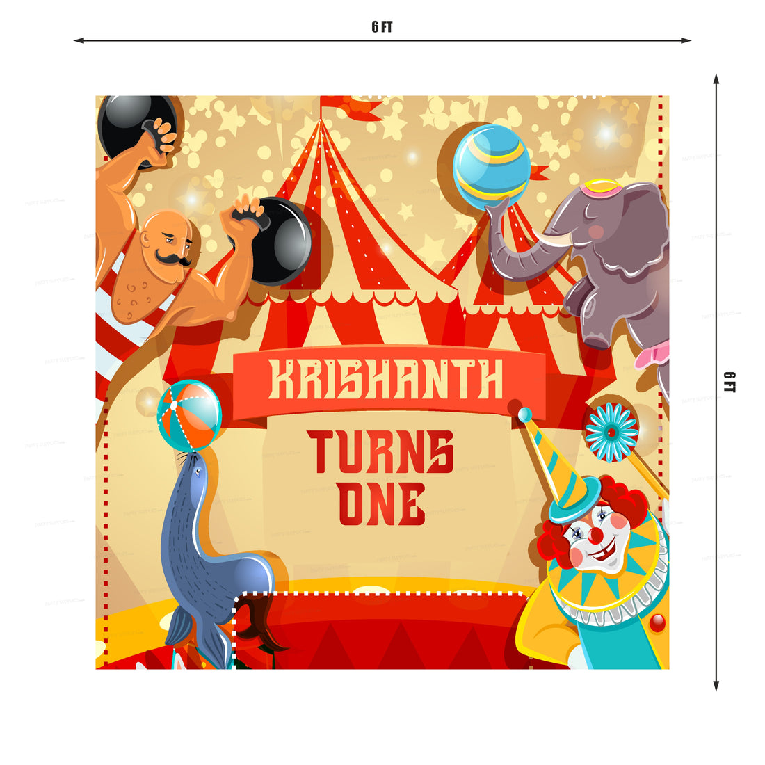 Circus Theme Personalized Square Backdrop