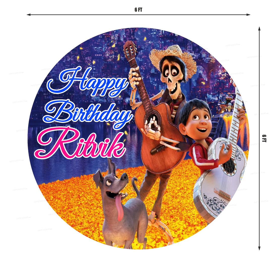 Coco Theme Personalized Round Backdrop