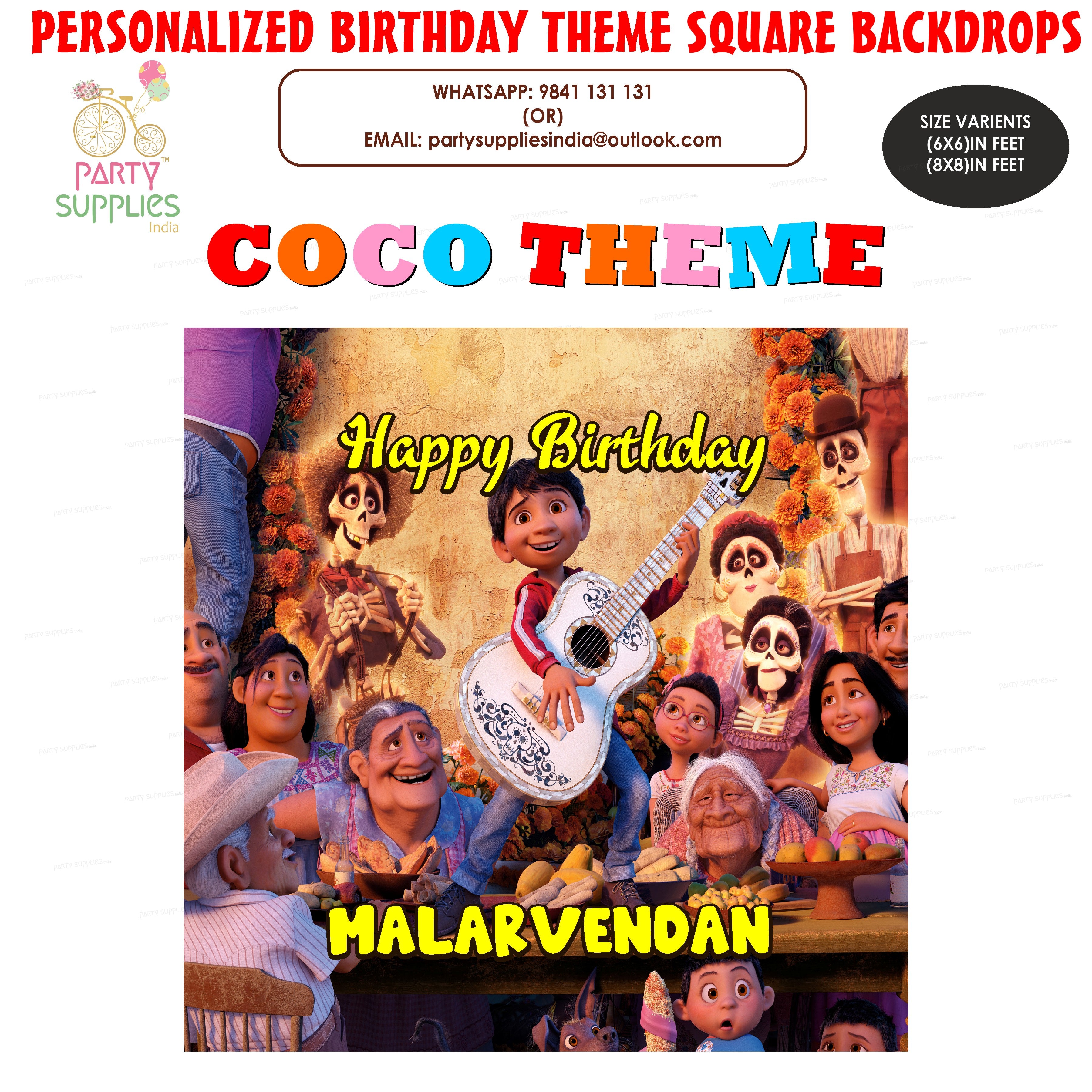 Coco Theme Premium Square Backdrop