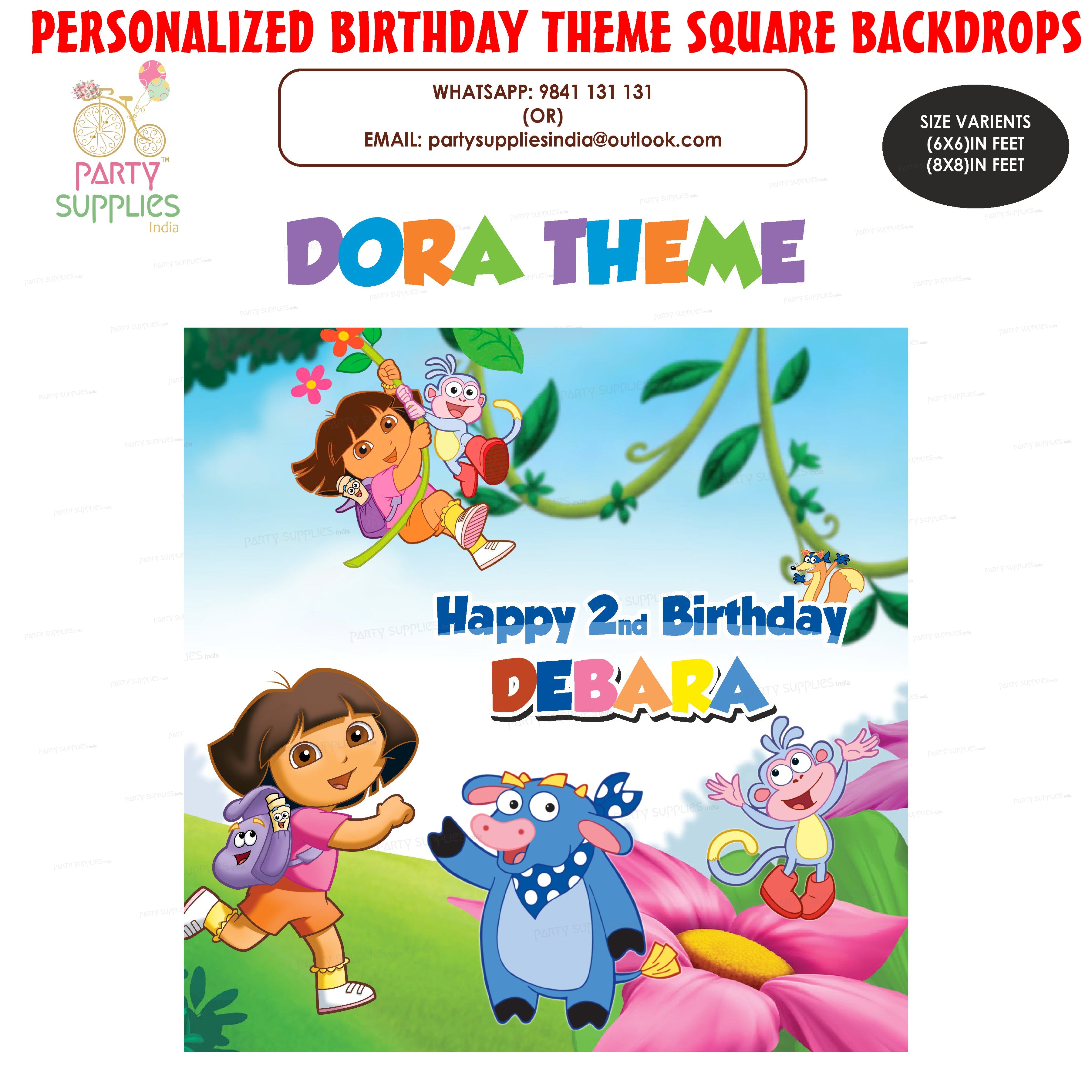 Dora Theme Customized Square Backdrop