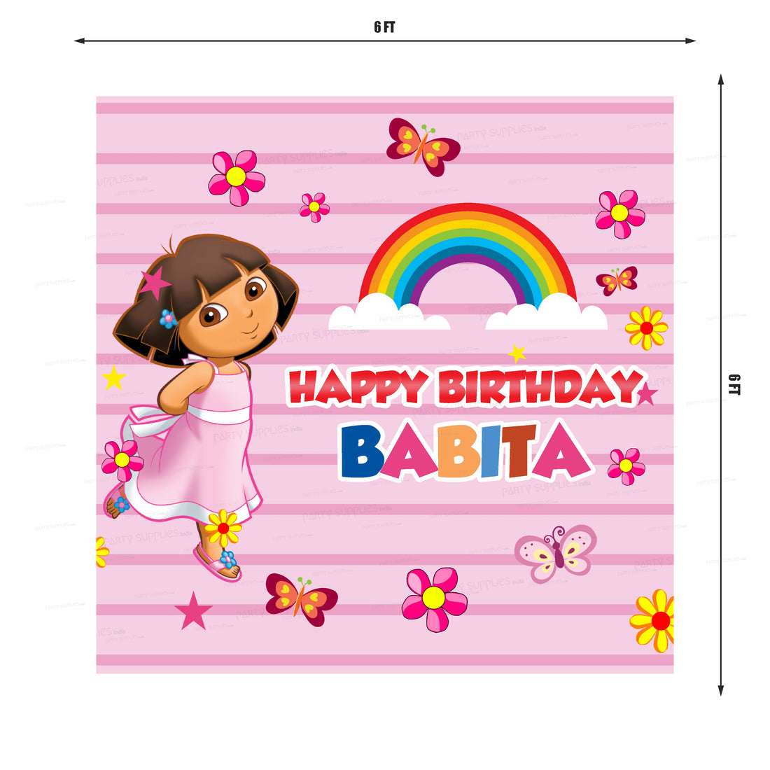 Dora Theme Rainbow Square Backdrop