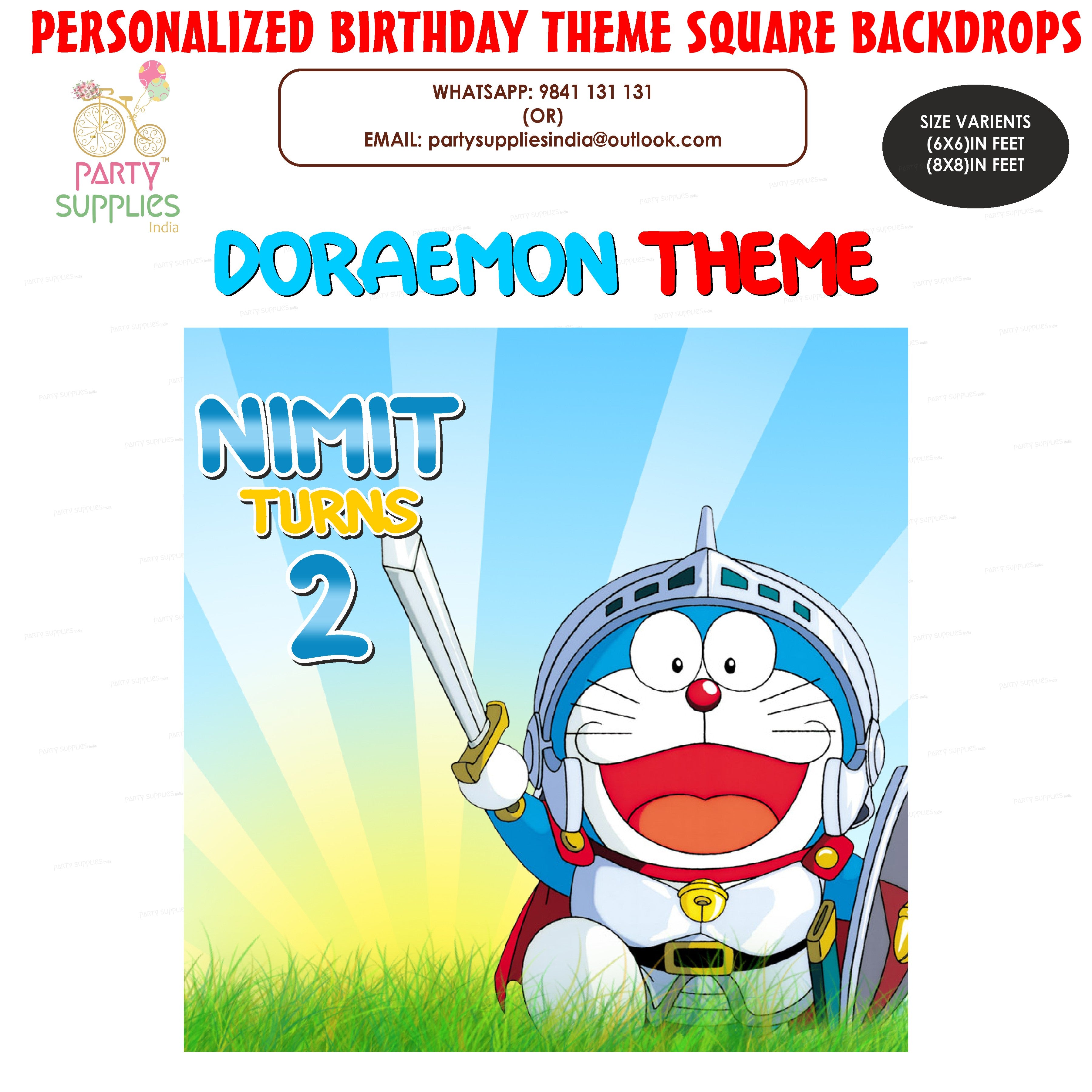Doraemon Theme Square Backdrop