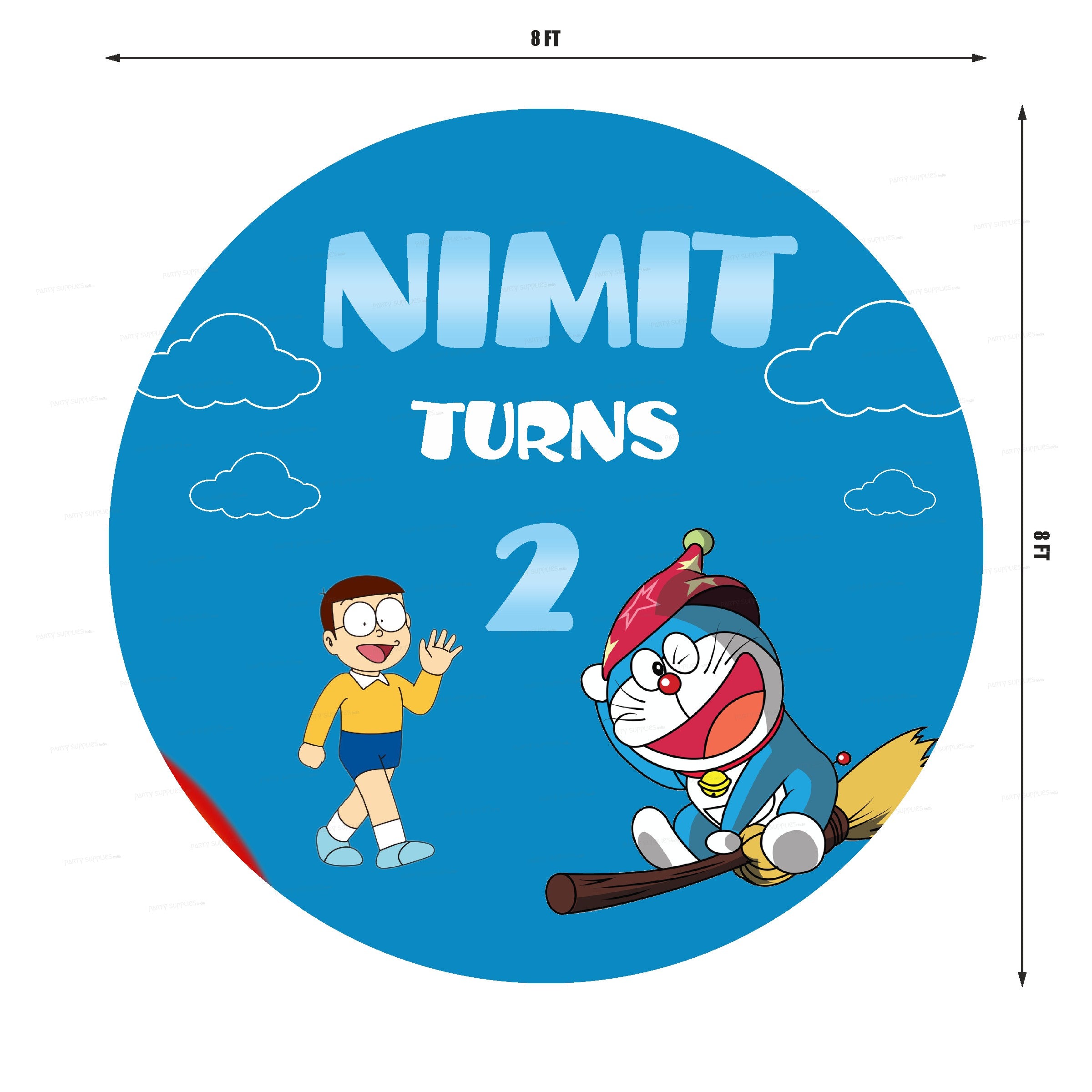Doraemon Theme Personalized Round Backdrop - image 3 of 4 | Party Supplies India