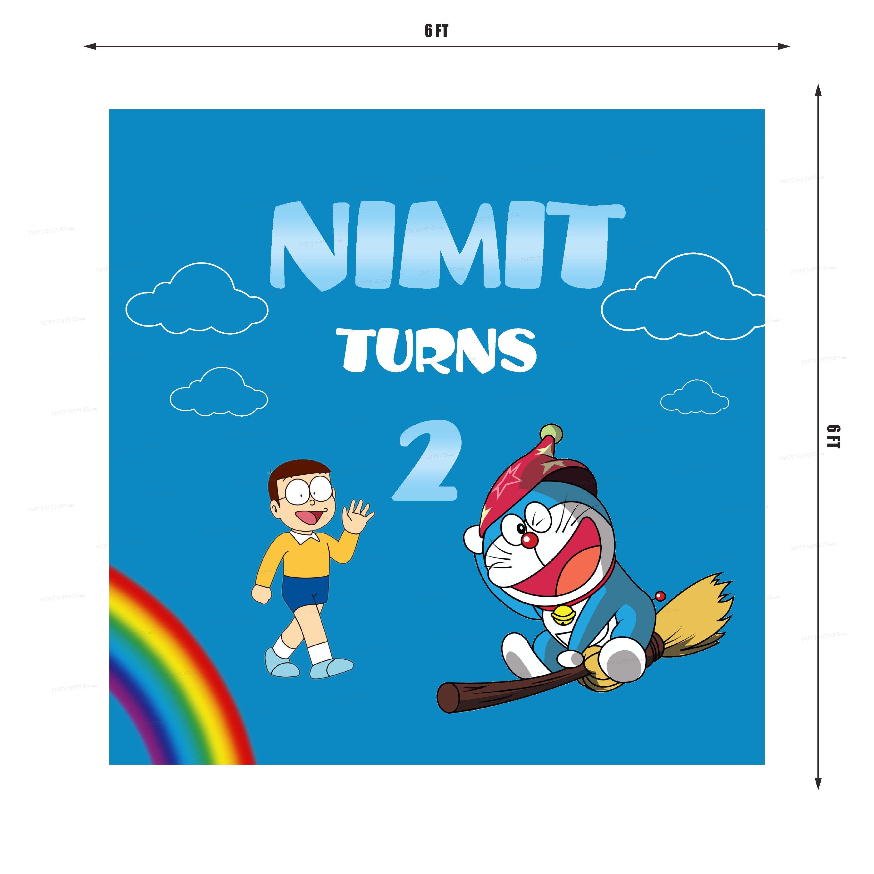 Doraemon Theme Personalized Square Backdrop - image 2 of 3 | Party Supplies India