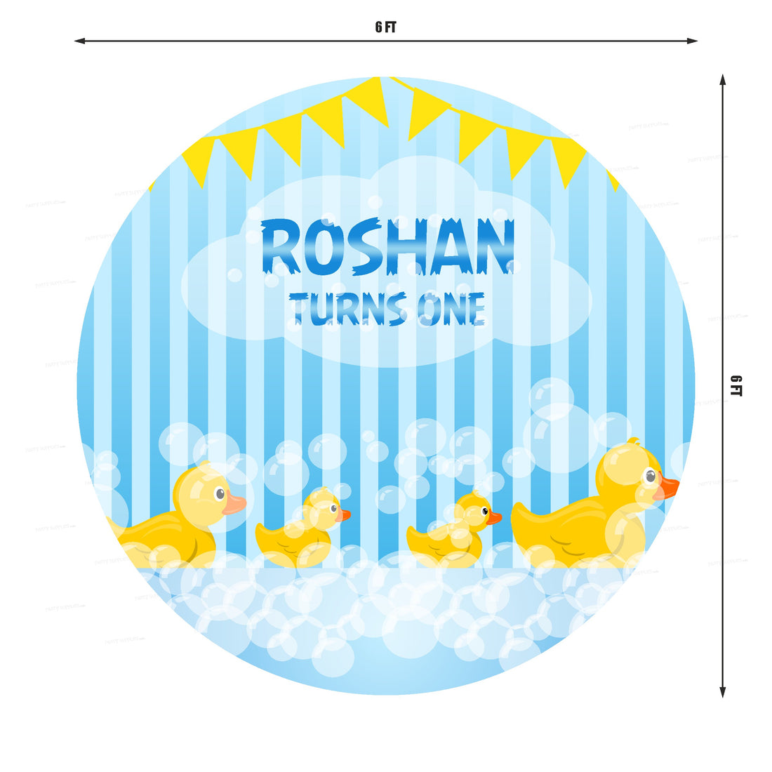 Duck Theme Boy with Name Round Backdrop