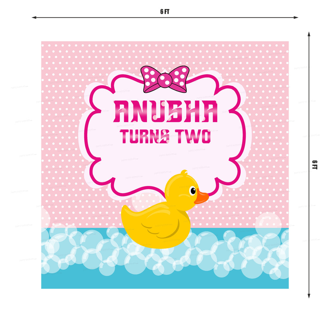 Duck Theme Girl Personalized Square Backdrop