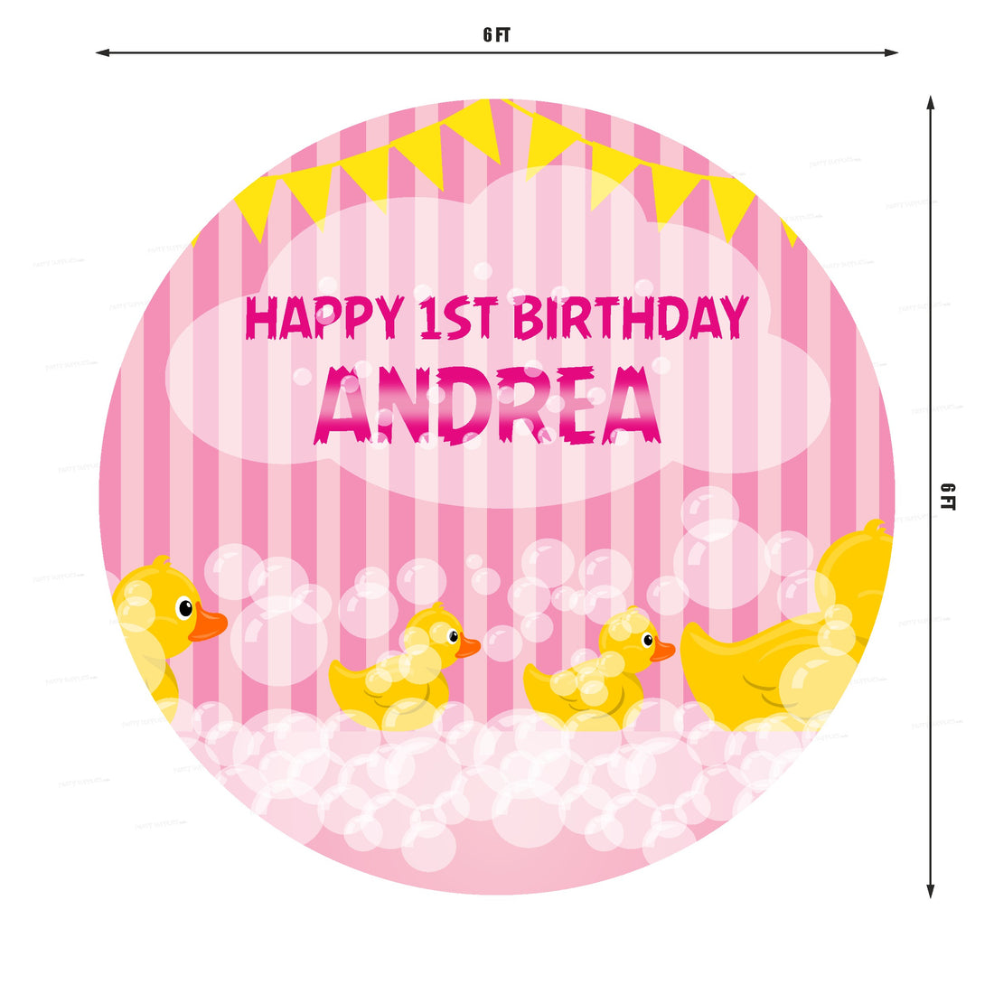 Duck Theme Girl With Name Round Backdrop