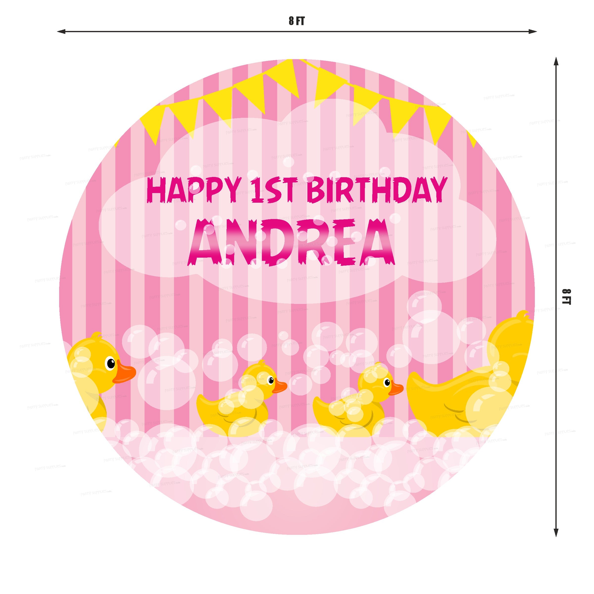 Duck Theme Girl With Name Round Backdrop - image 3 of 4 | Party Supplies India