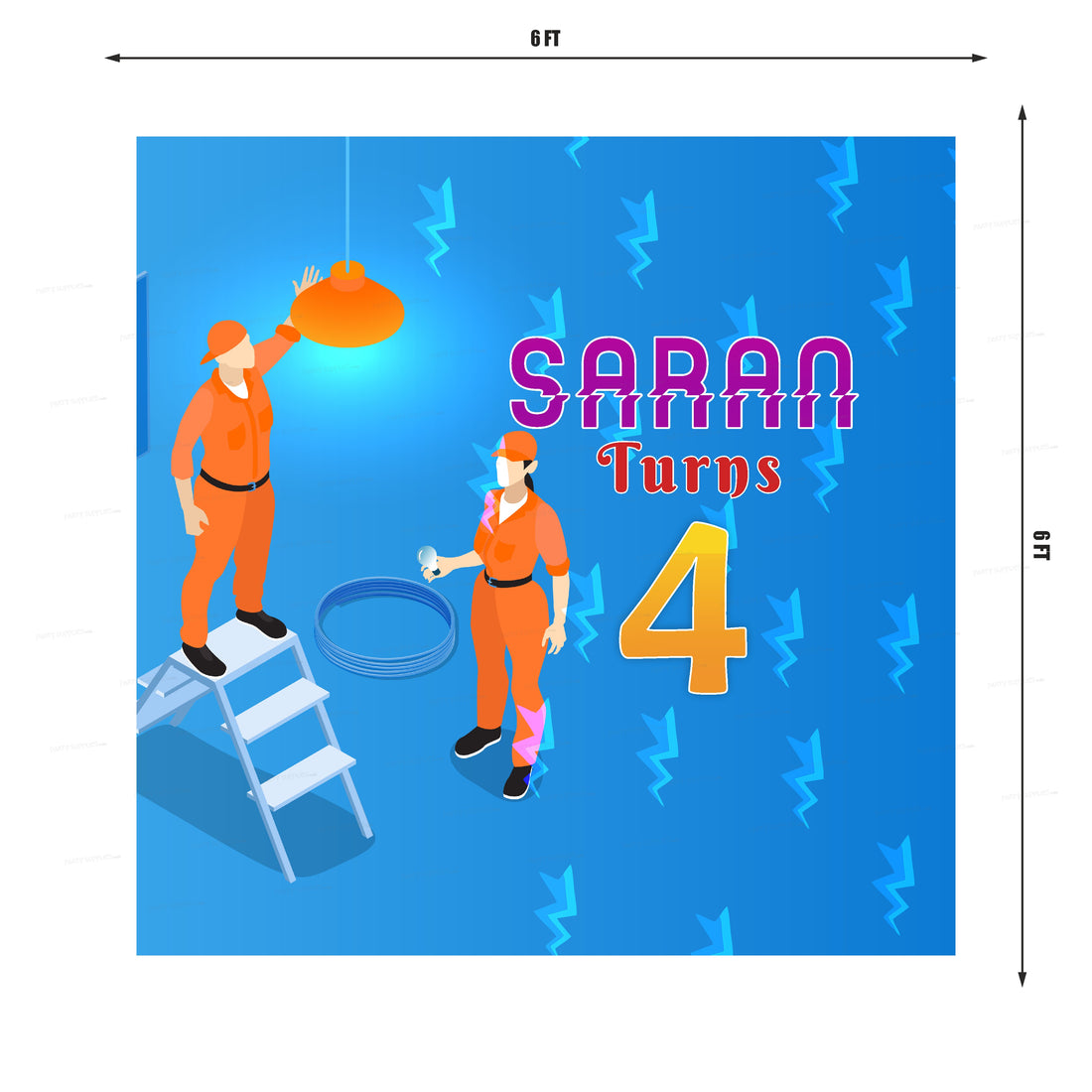 Electrician Theme Square Backdrop