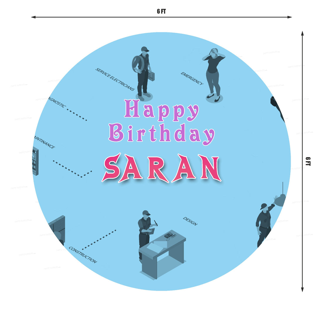 Electrician Theme Customized Round Backdrop