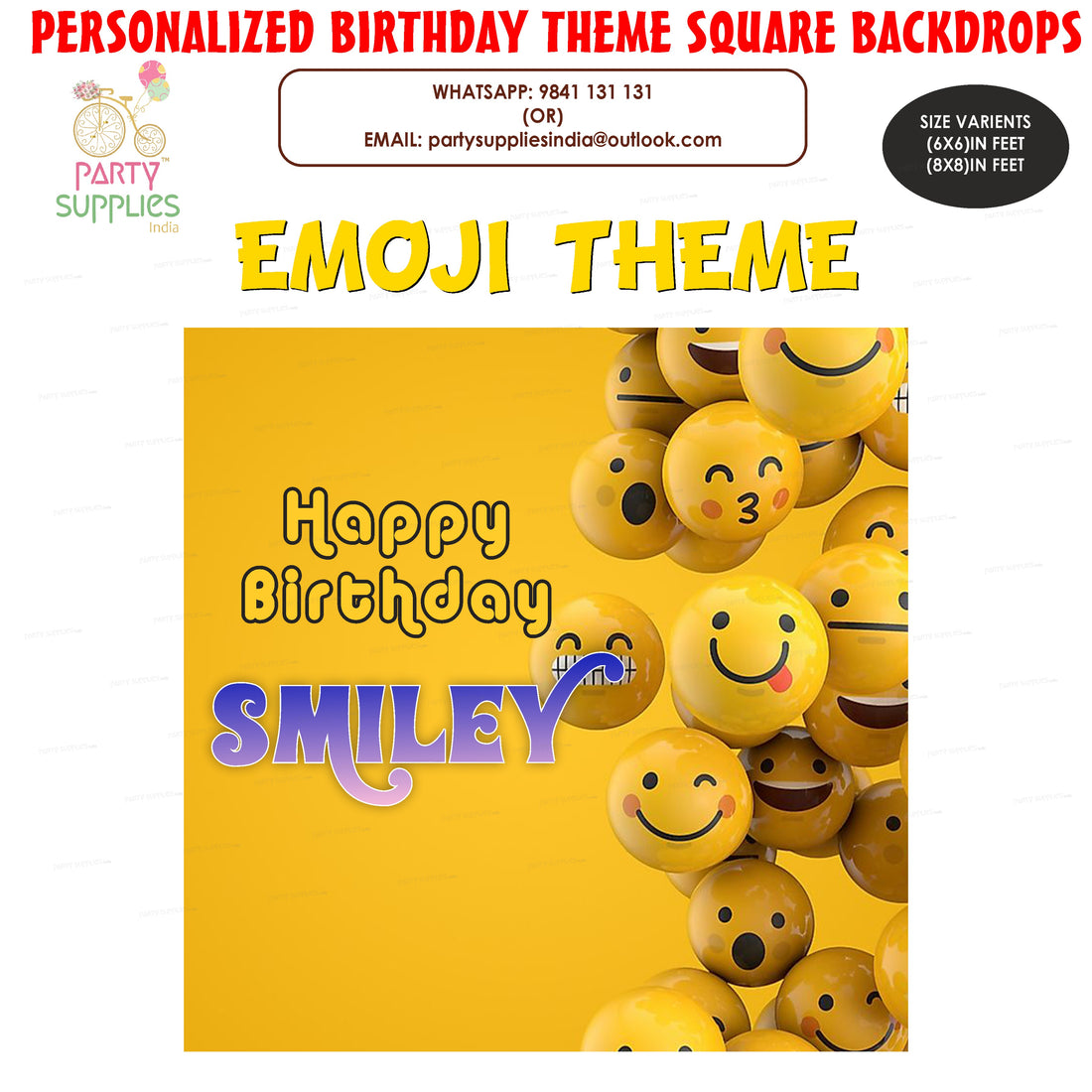 PSI Emoji Theme Customized Square Backdrop