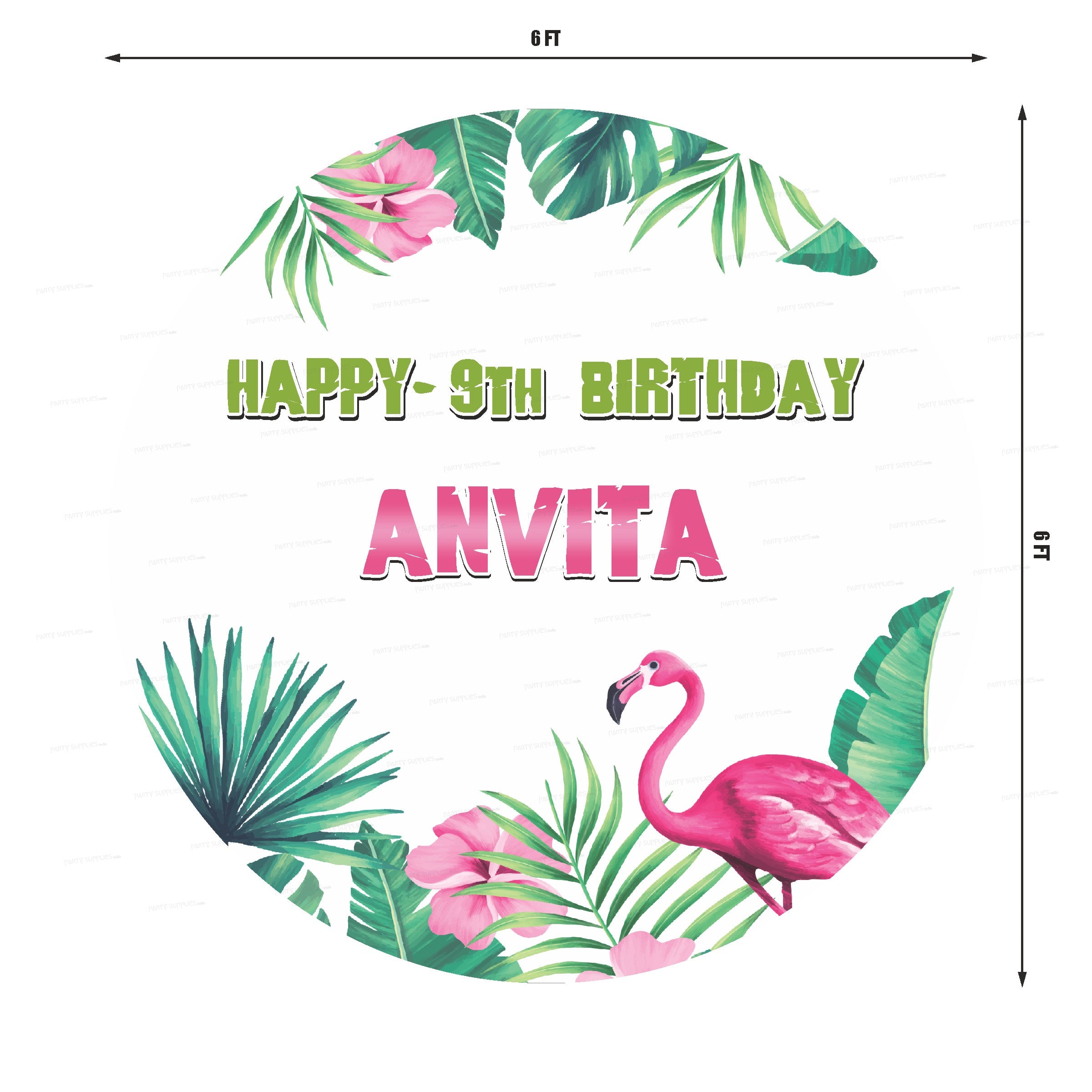 Flamingo Theme Round Backdrop