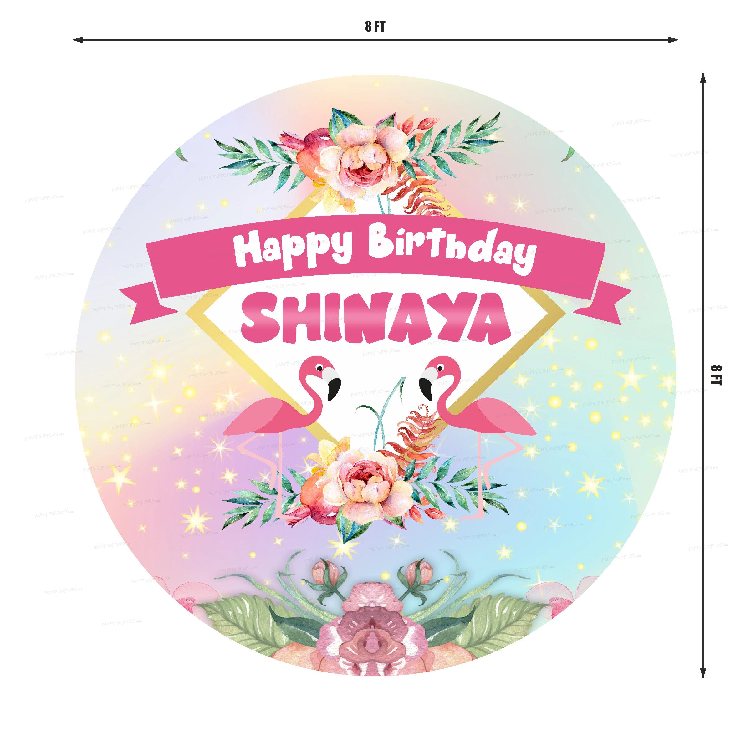 Flamingo Theme Classic Round Backdrop - image 3 of 3 | Party Supplies India