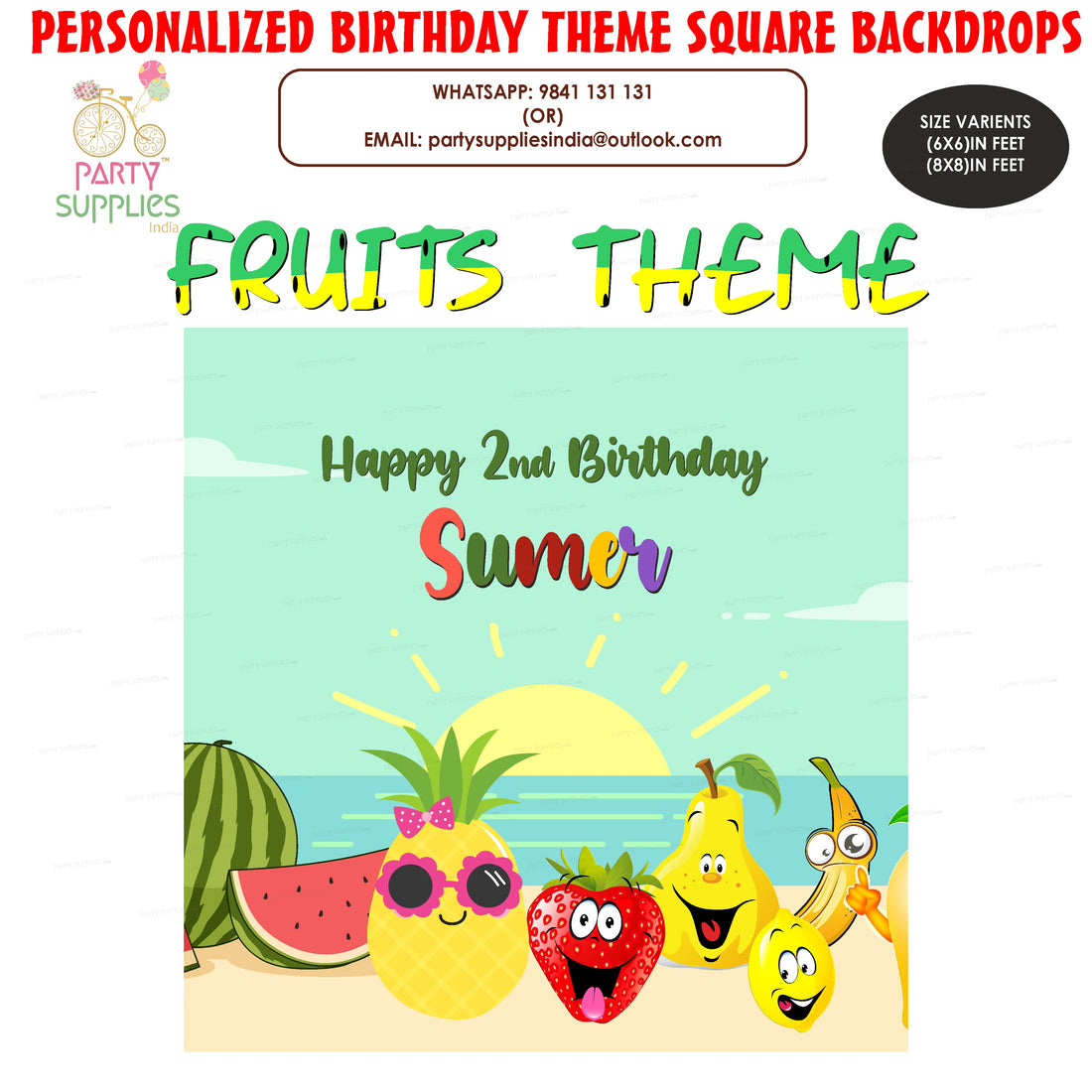 PSI Fruits Theme Square Backdrop