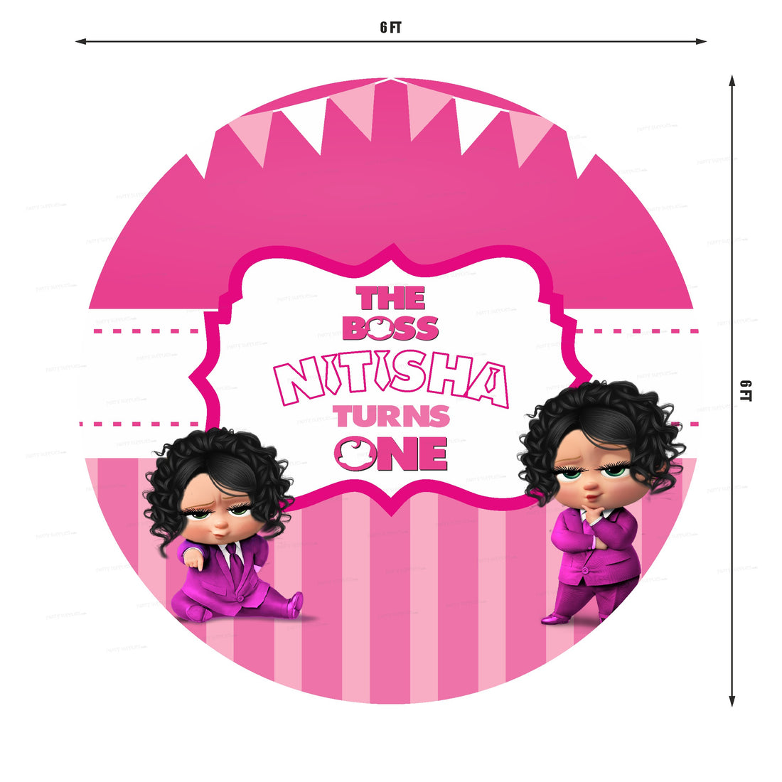 Girl Boss Baby Theme Customized Round Backdrop