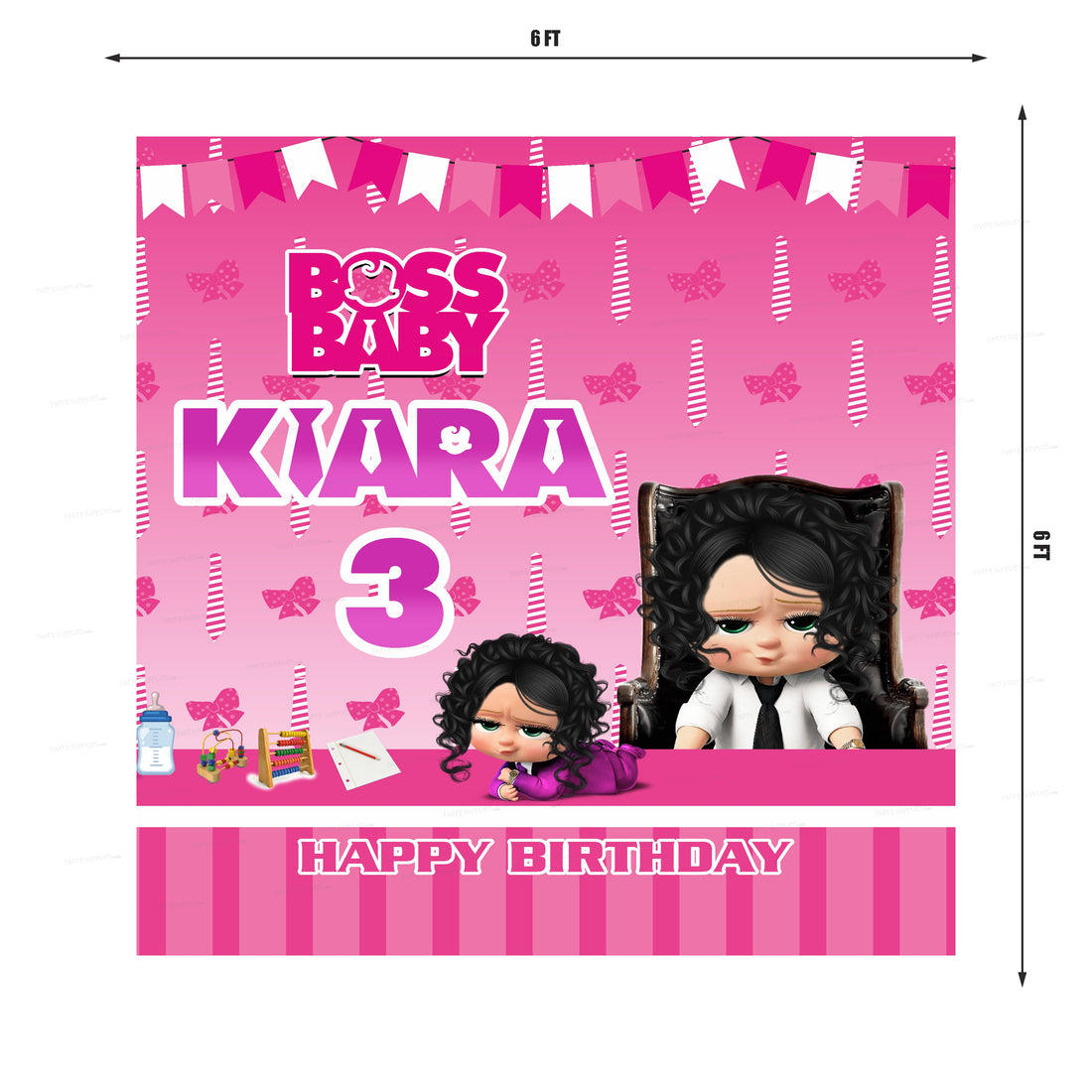 Girl Boss Baby Theme Personalized Square Backdrop