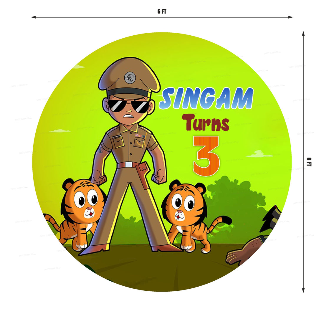Little Singham Theme Round Backdrop