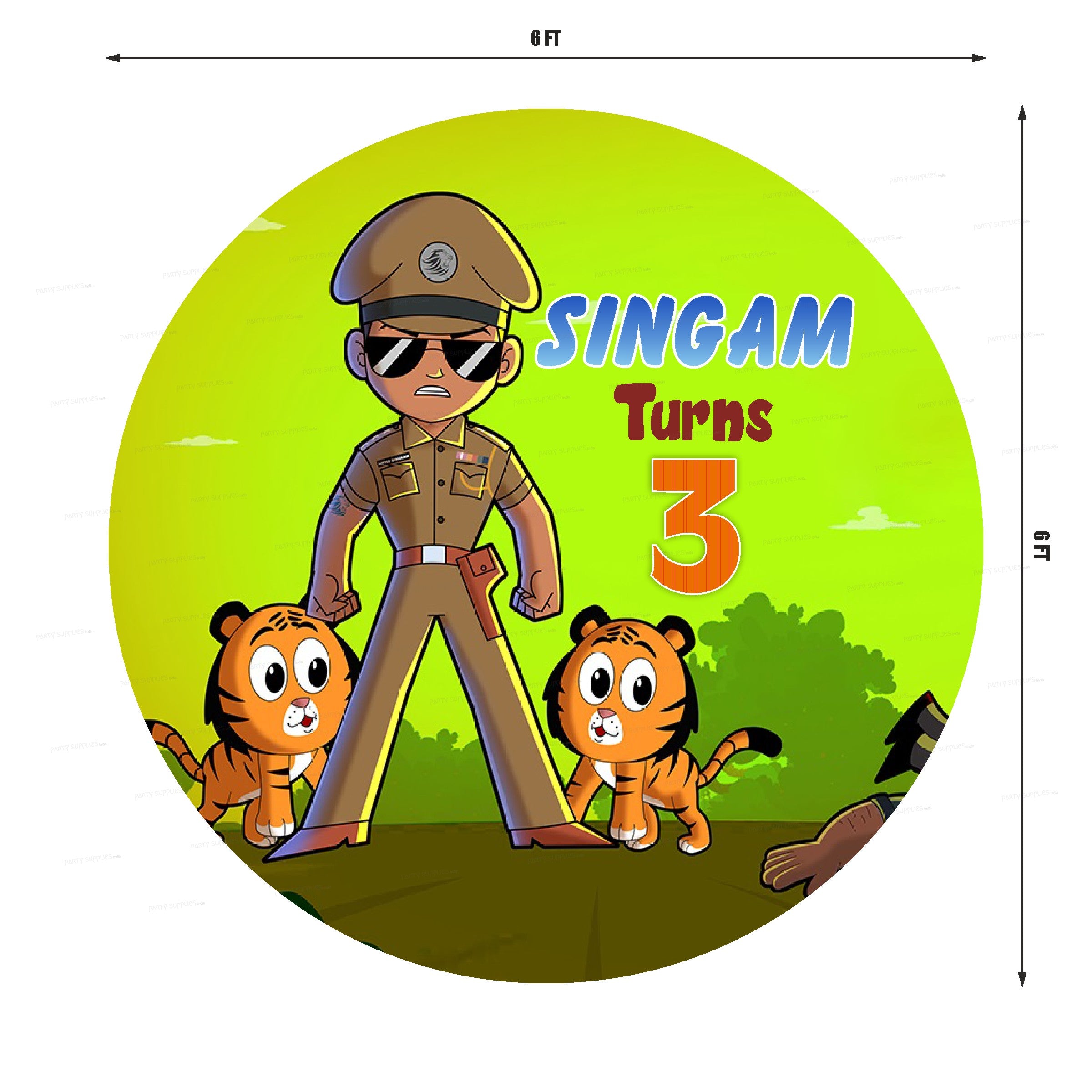 Little Singham Theme Round Backdrop - image 2 of 4 | Party Supplies India