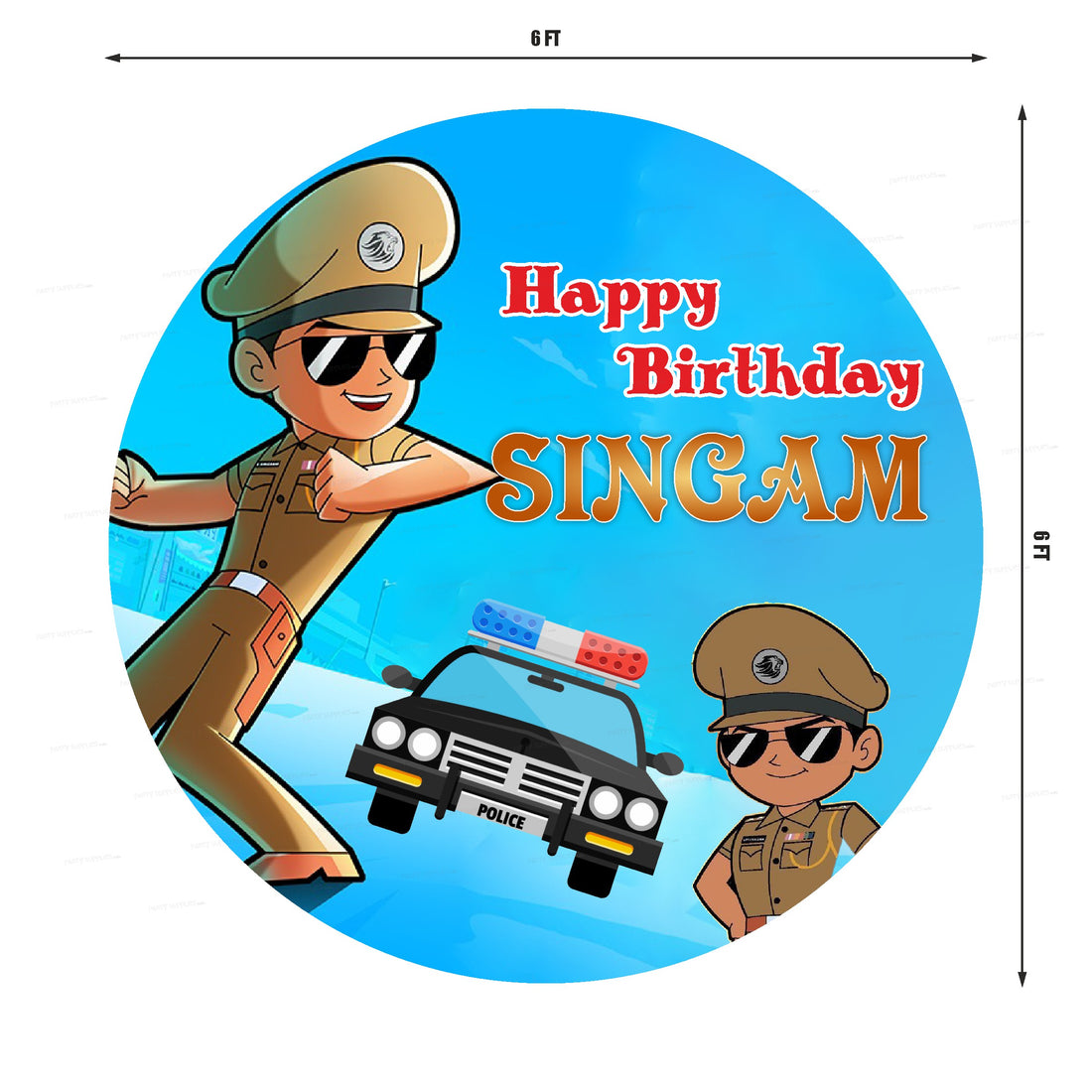 Little Singham Theme Customized Round Backdrop