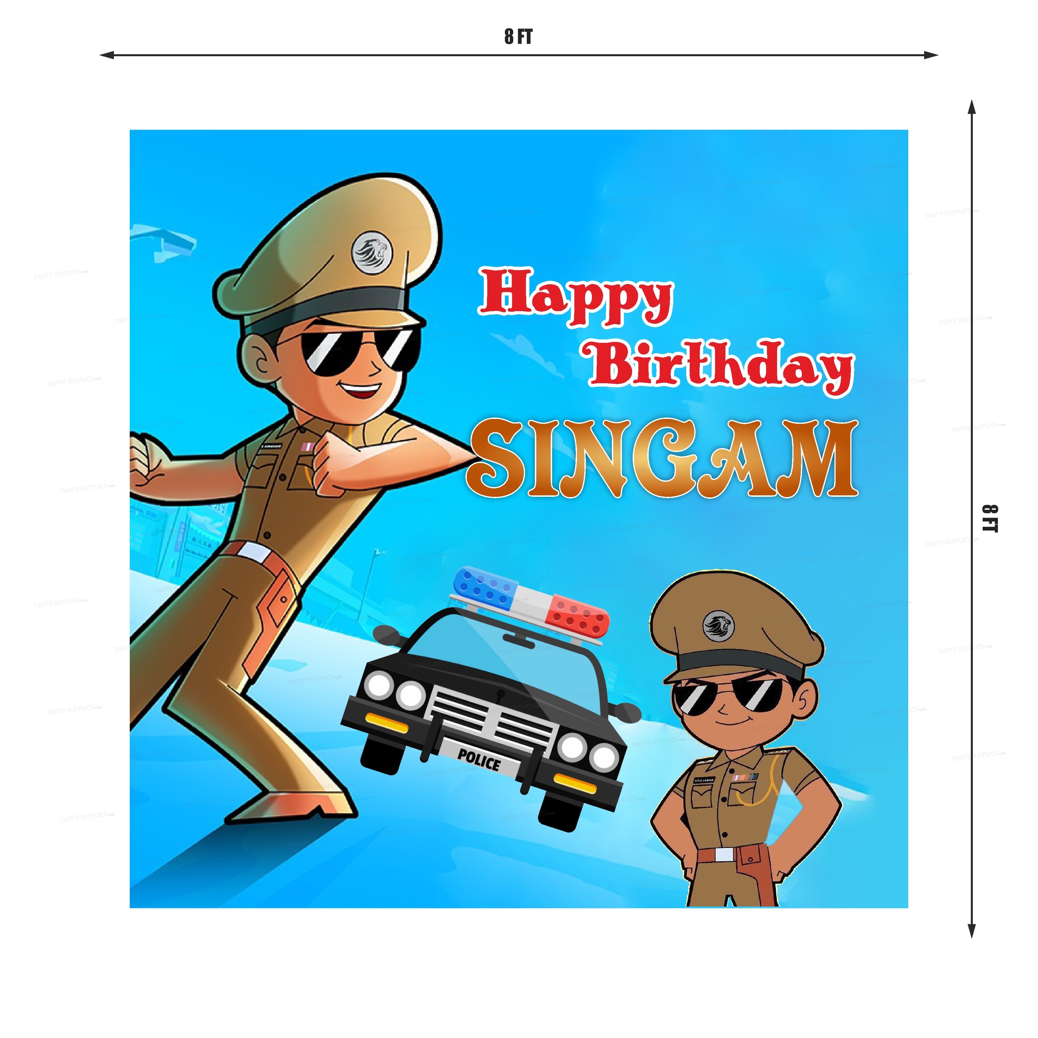 Little Singham Theme Customized Square Backdrop