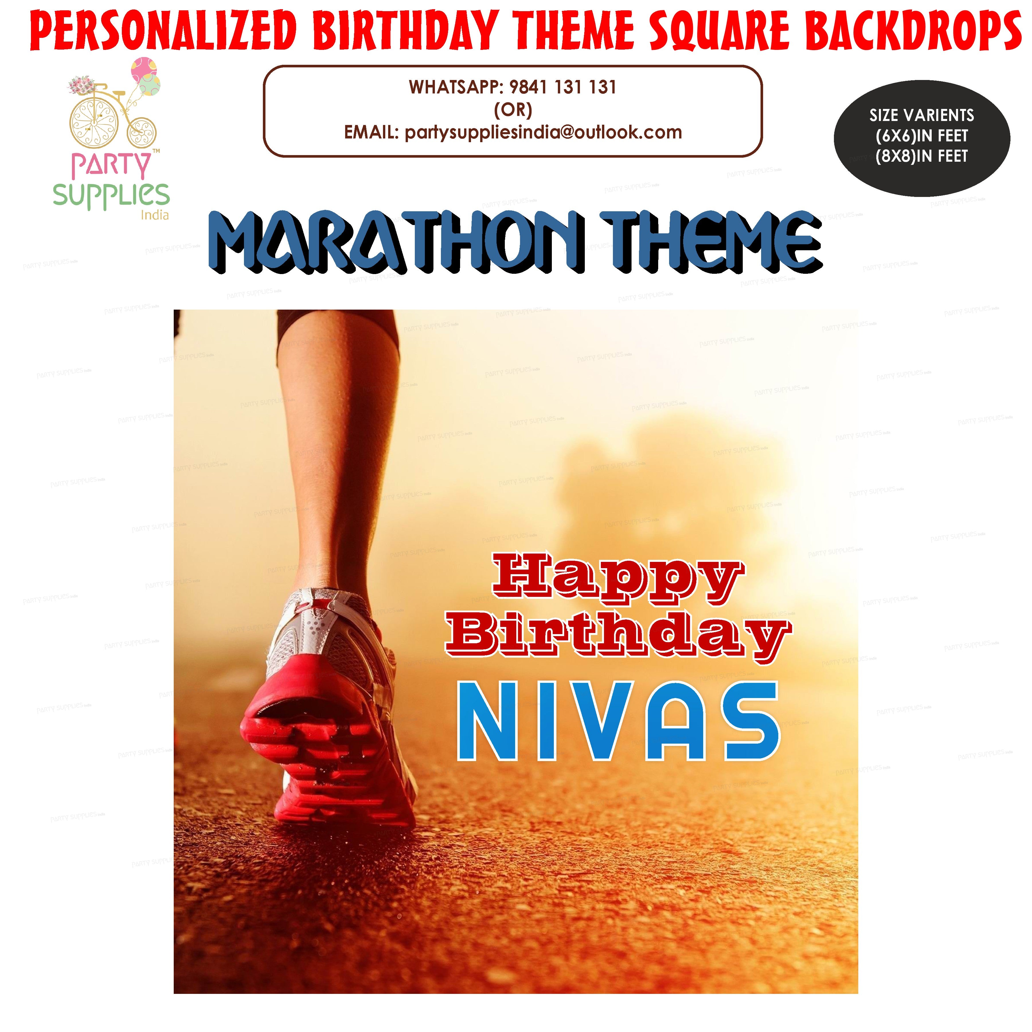 Marathon Theme Customized Square Backdrop - image 1 of 3 | Party Supplies India