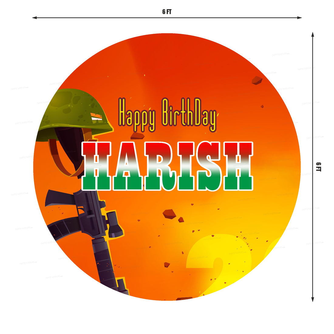 Military Theme Personalized Roound Backdrop