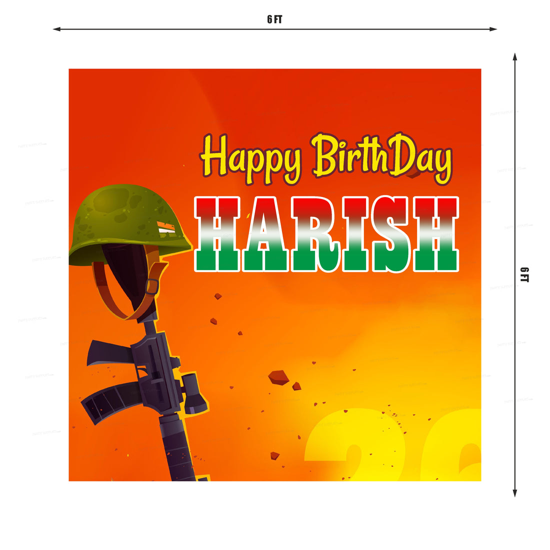 Military Theme Personalized Square Backdrop