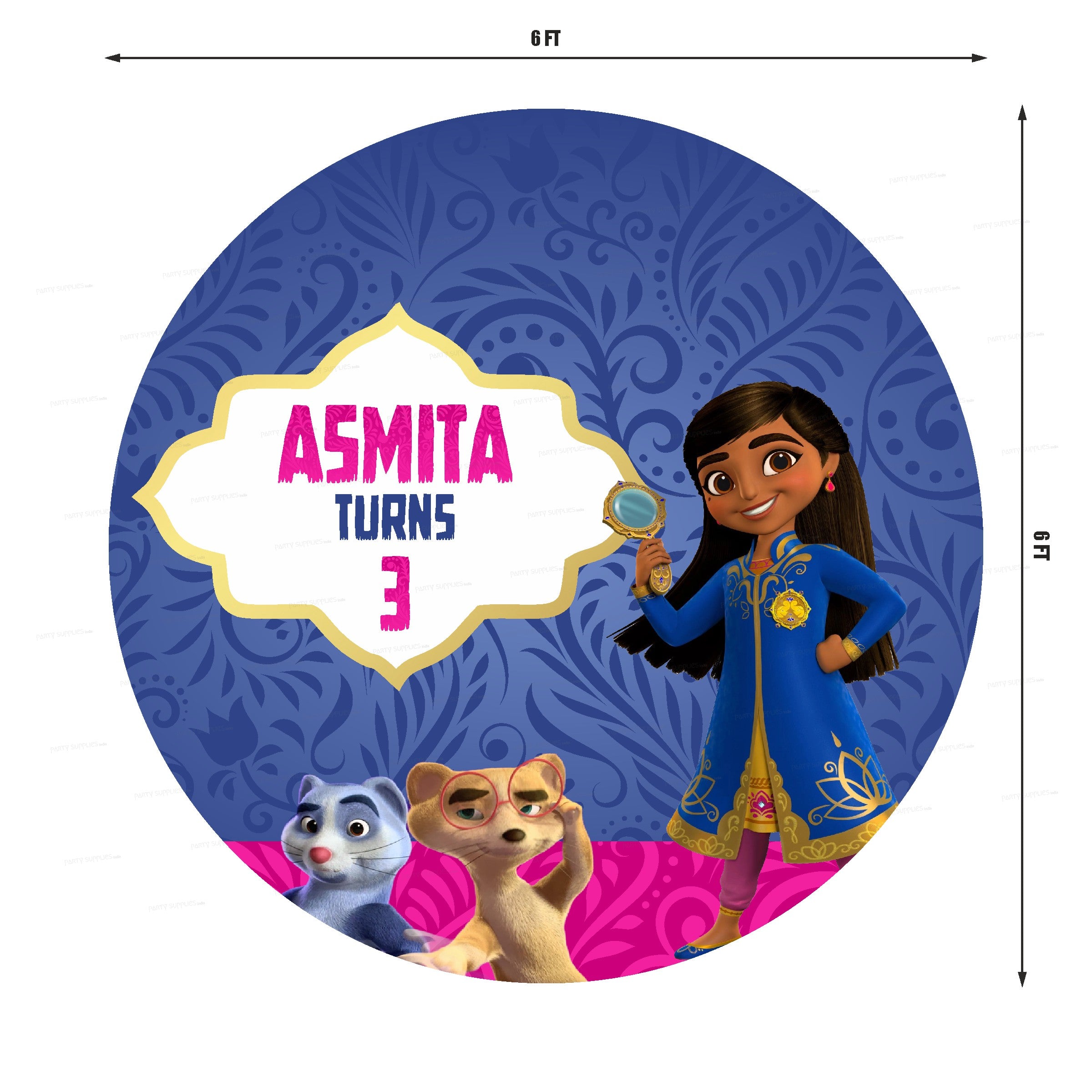 Mira Royal detective Theme Personalized Round Backdrop